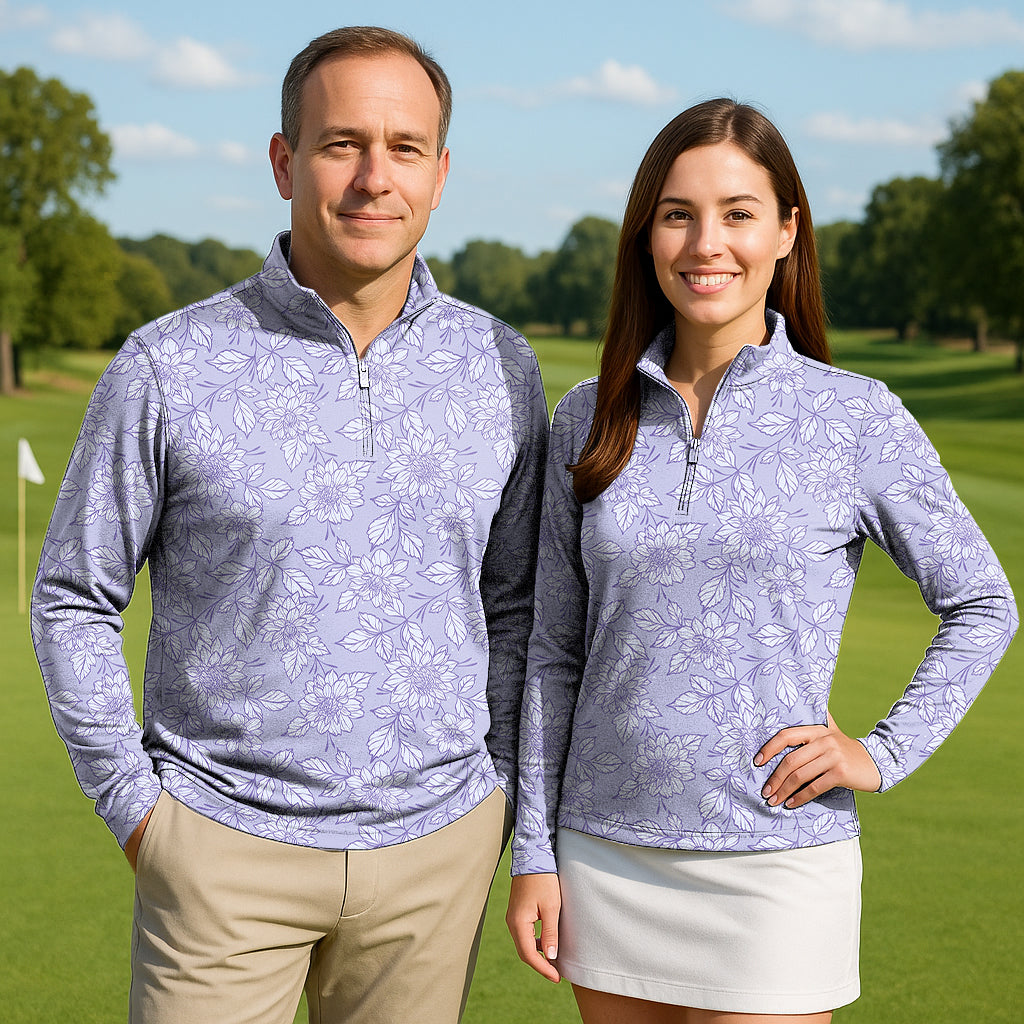 Dahlia Drive Couple Golf Active 3/4 Zipper Top Long Sleeves