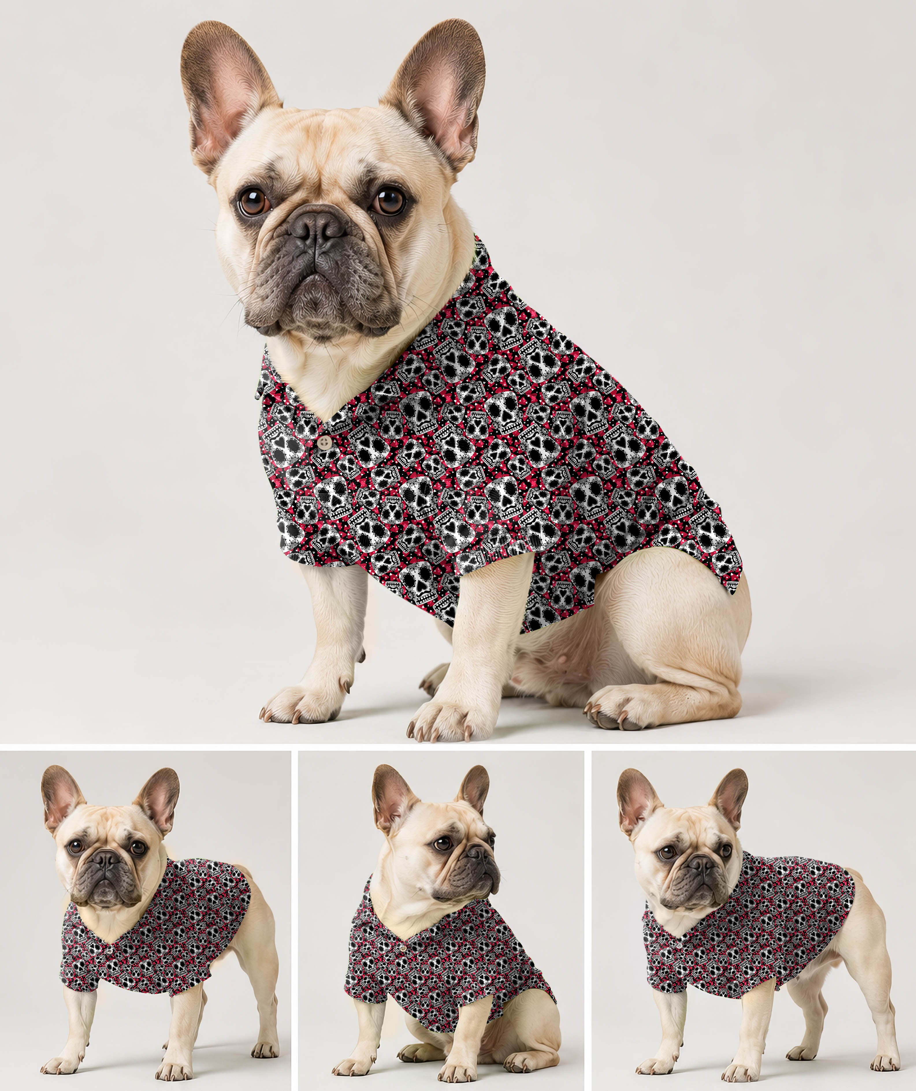 Dog's Sugar Skull Pattern Golf Polo