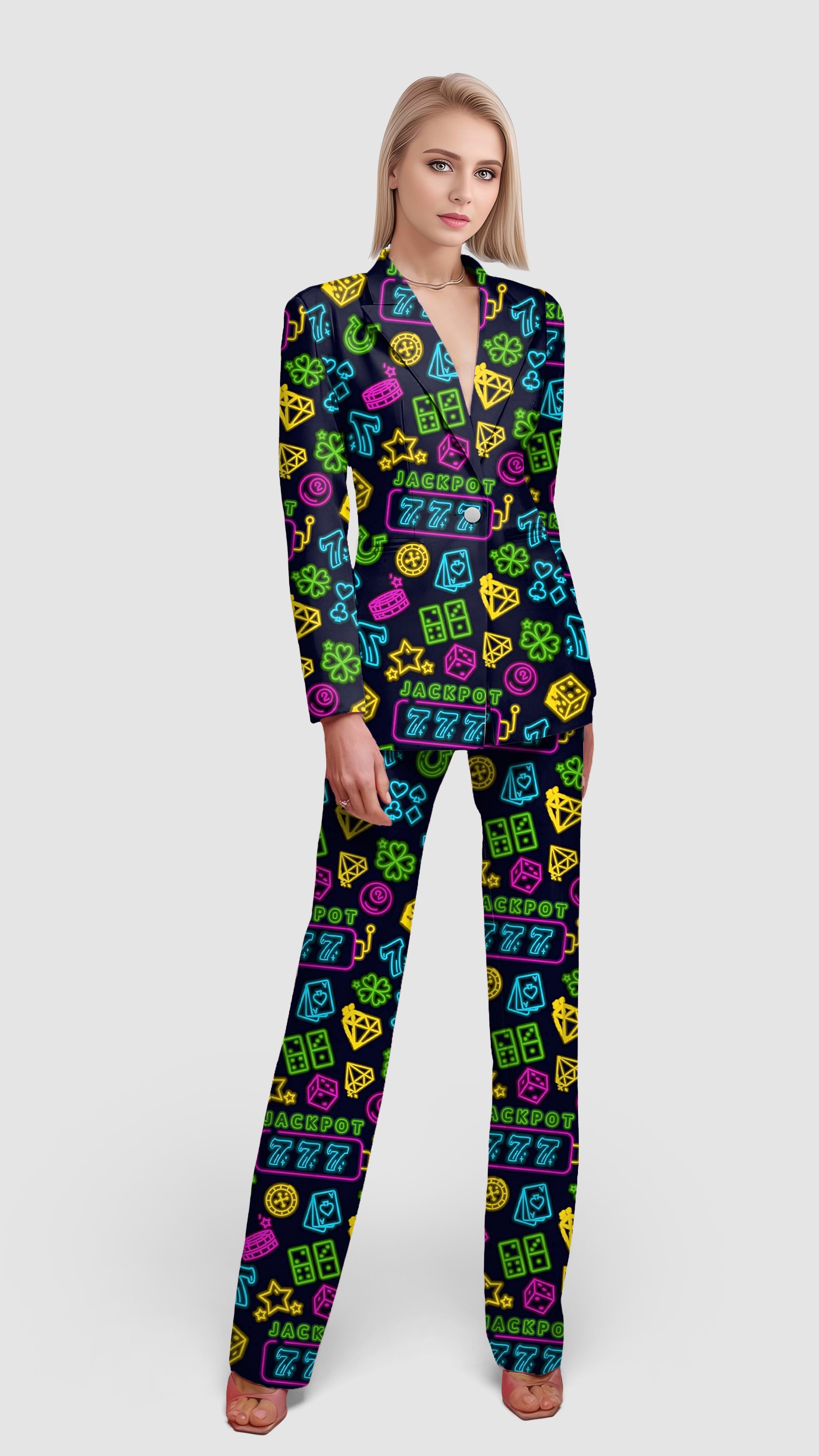 Hitting Jackpots-Women's Blazer Casual Work Office Blazer Suit set