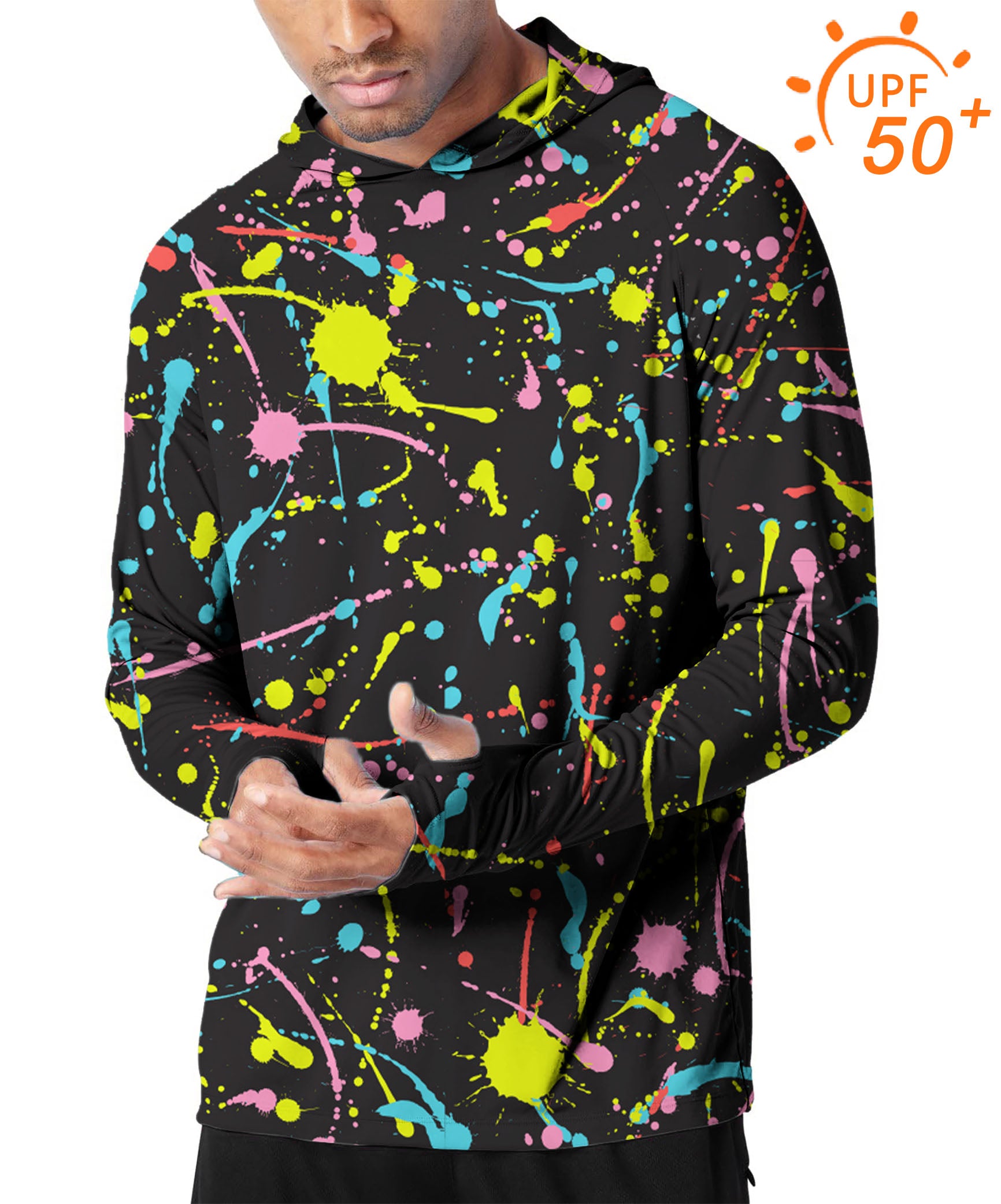 Men's Outdoor PAINT SPLATTER Golf Sun Protection Slim Fit hoodies