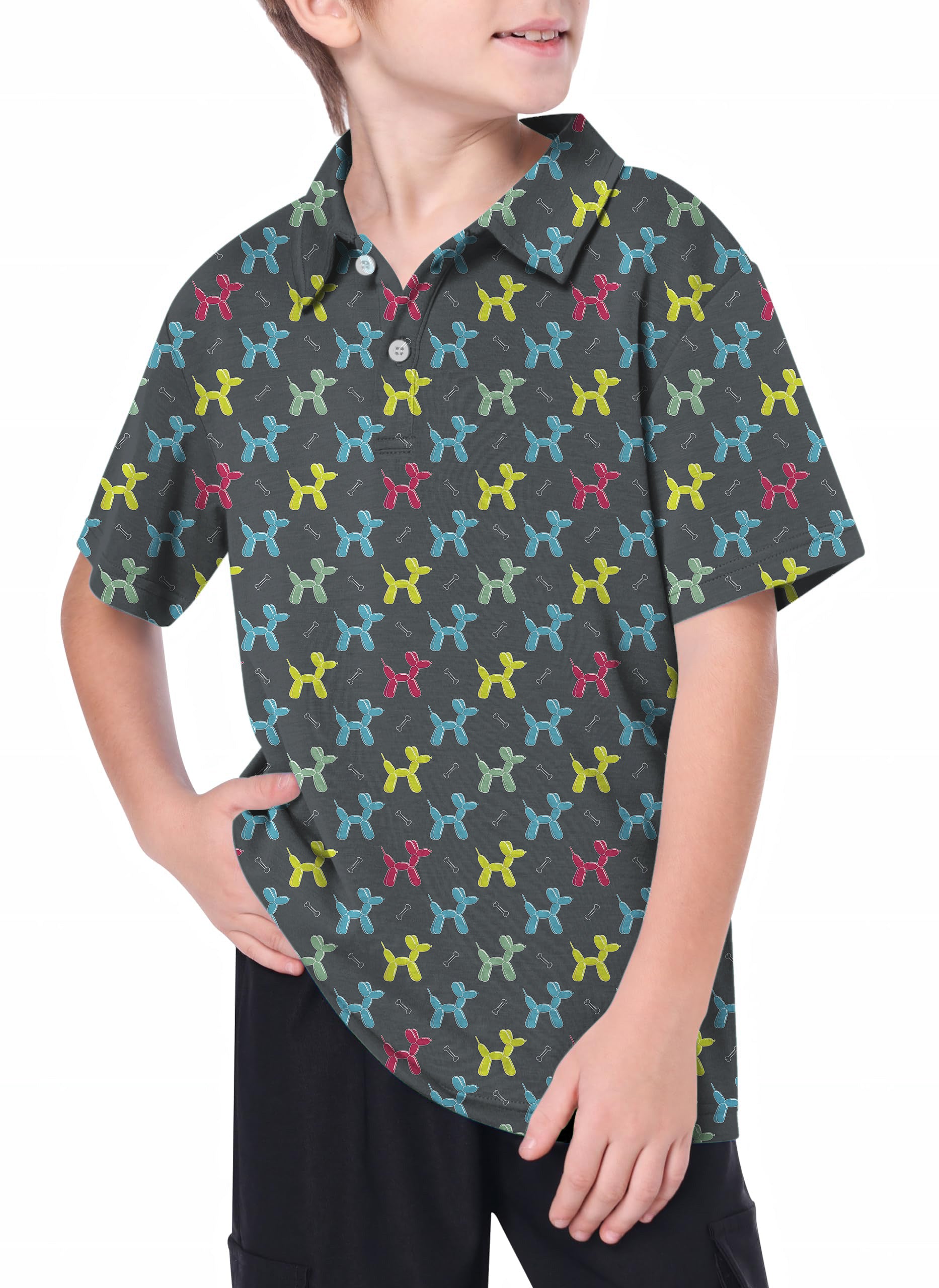 Youth Colorful Balloon Dog Golf Polo