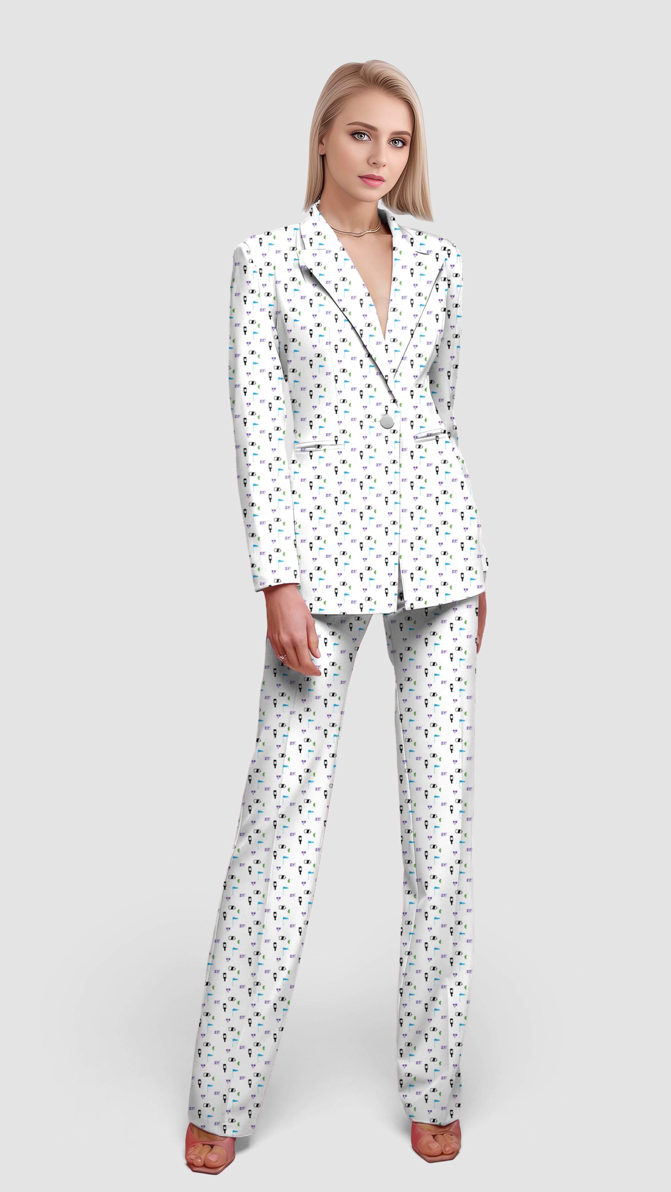 Transfusions-Women's Blazer Casual Work Office Blazer Suit set