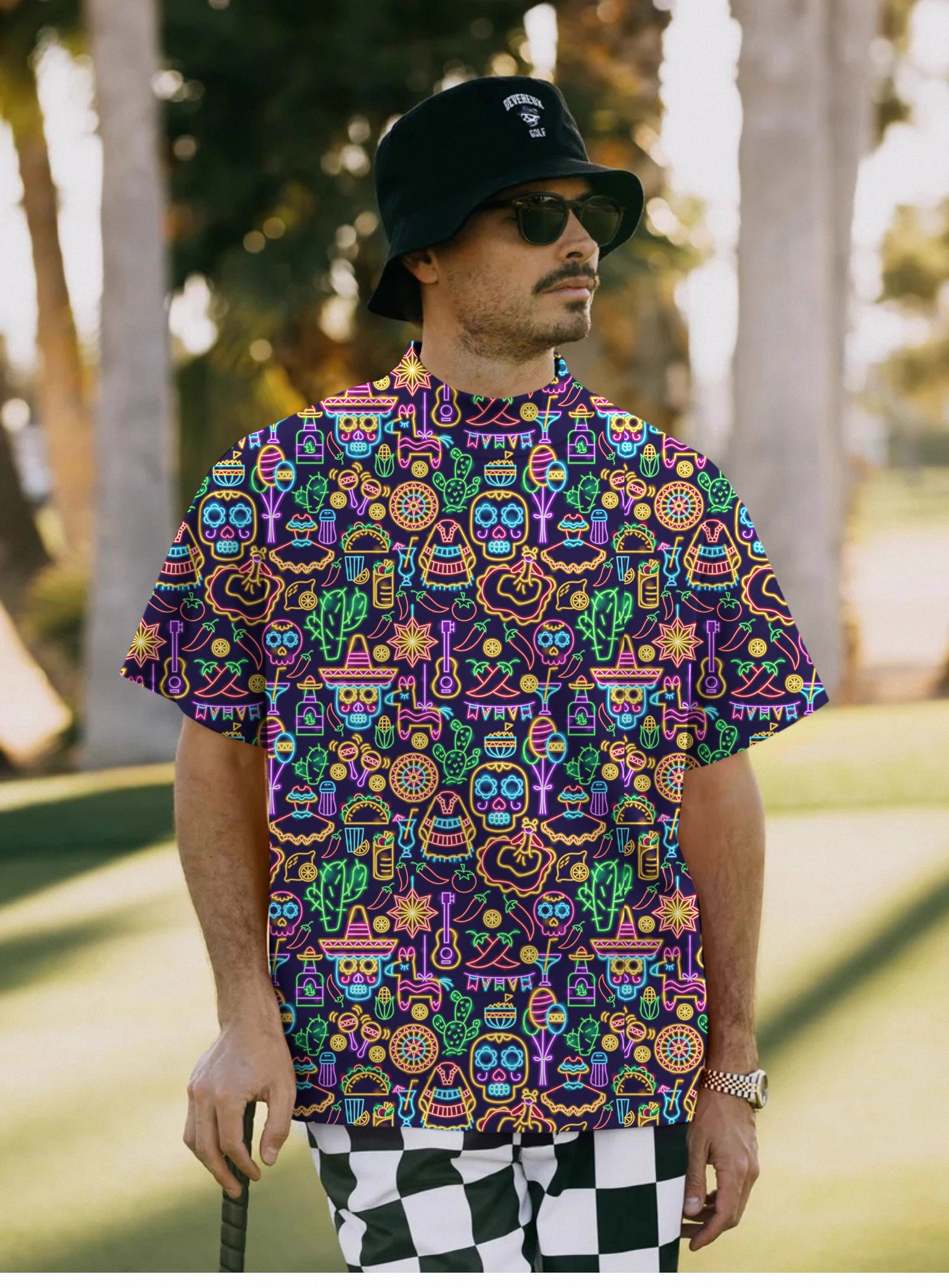Men's Neon Fiesta Pullover High neck Long/Short sleeve T-Shirt