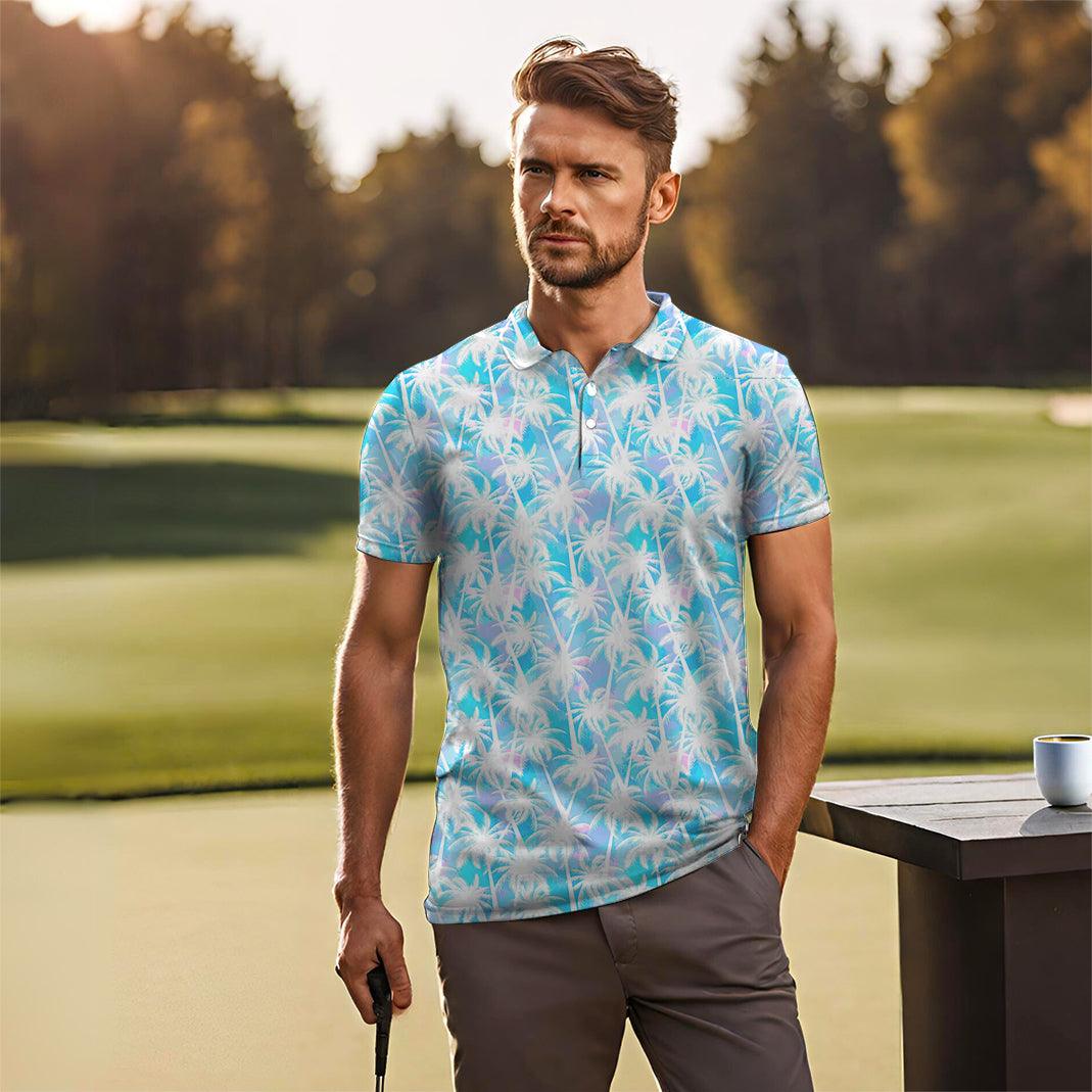 Men's Jungle coconut trees golf polo