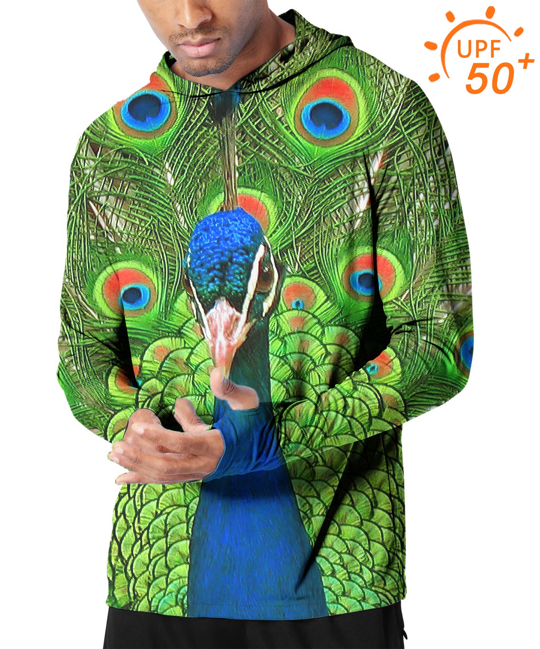 Men's Outdoor peacock flaunting its tail Golf Sun Protection Slim Fit hoodies