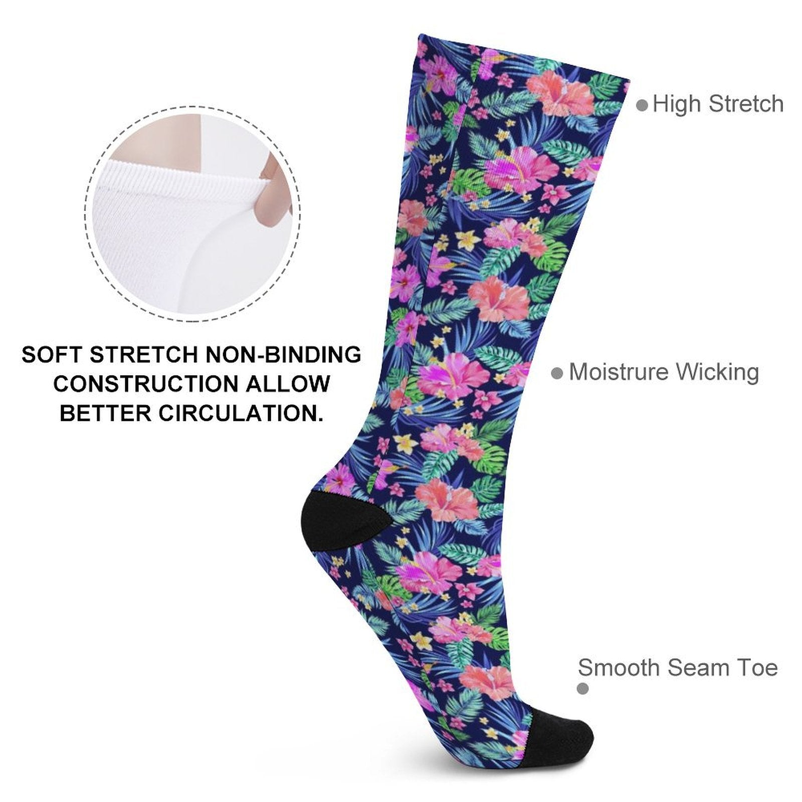 Tropical flowers Prined socks Gifts for Men Women