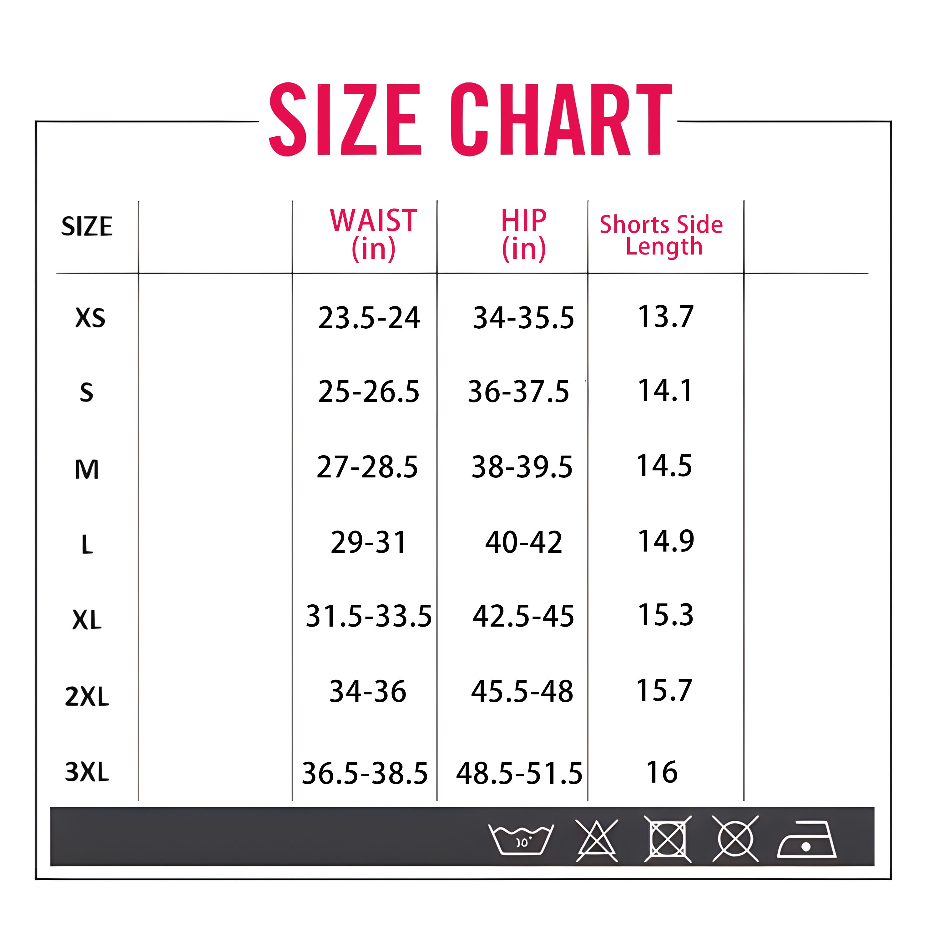 Coffee Beans Women's Athletic Golf Skorts size chart with waist, hip, and shorts side length measurements