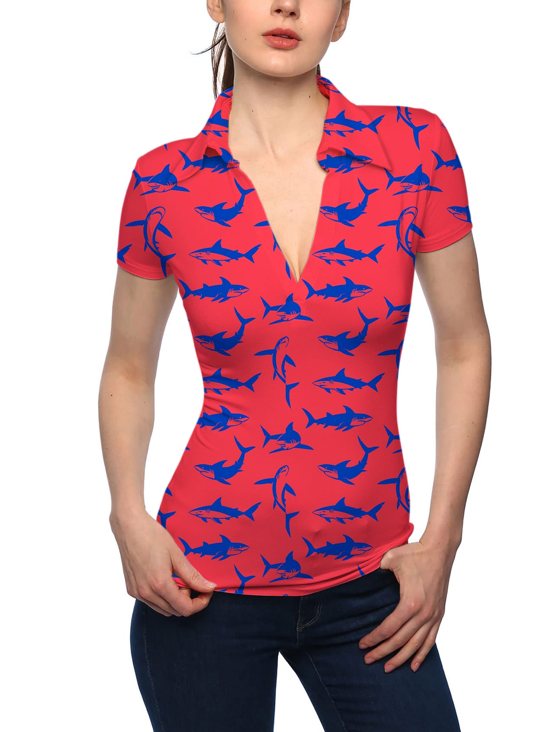 Women's Under Water Frenzy V Neck Golf Polo
