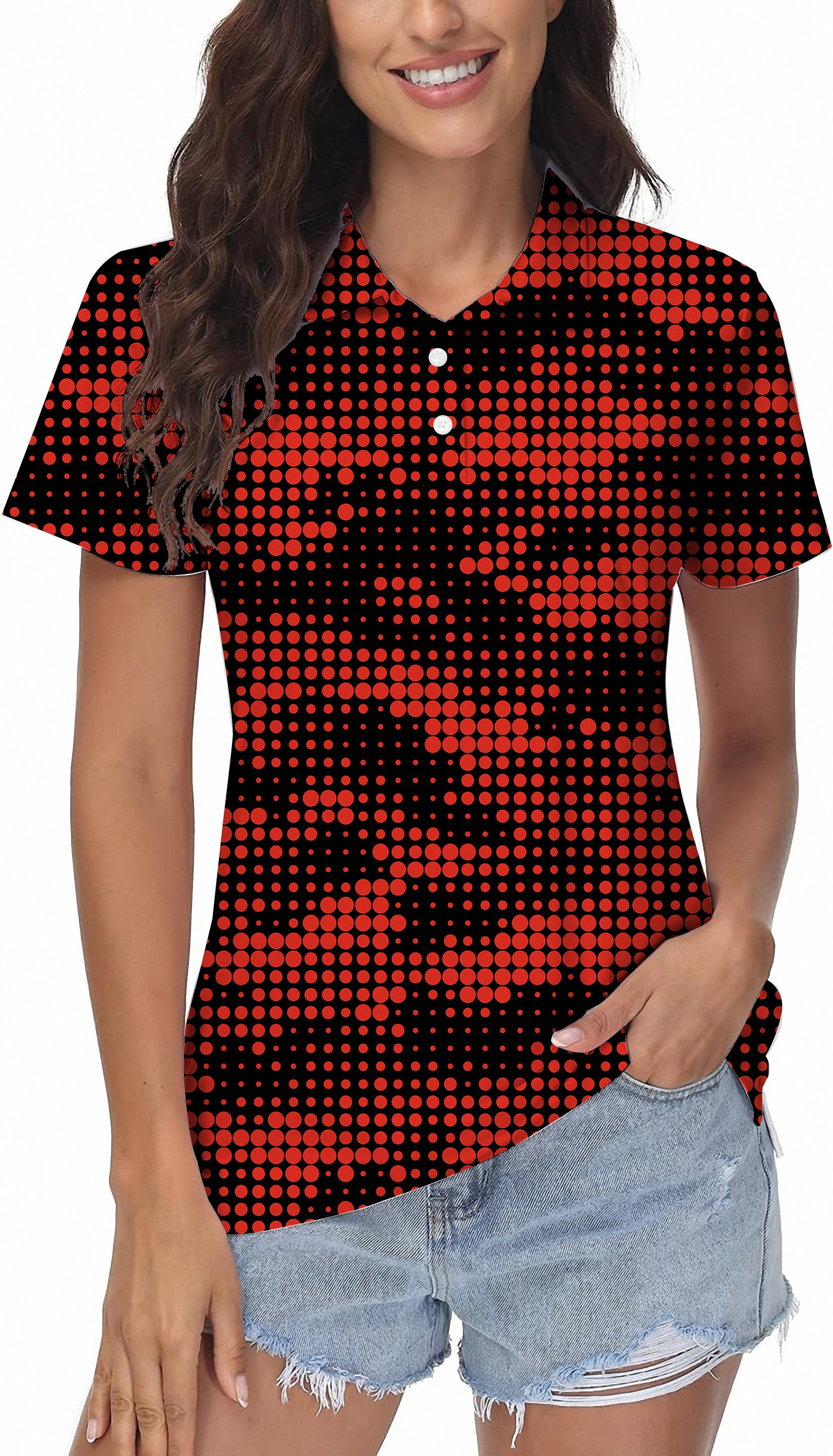 Women's Red origin pixel Golf Polo