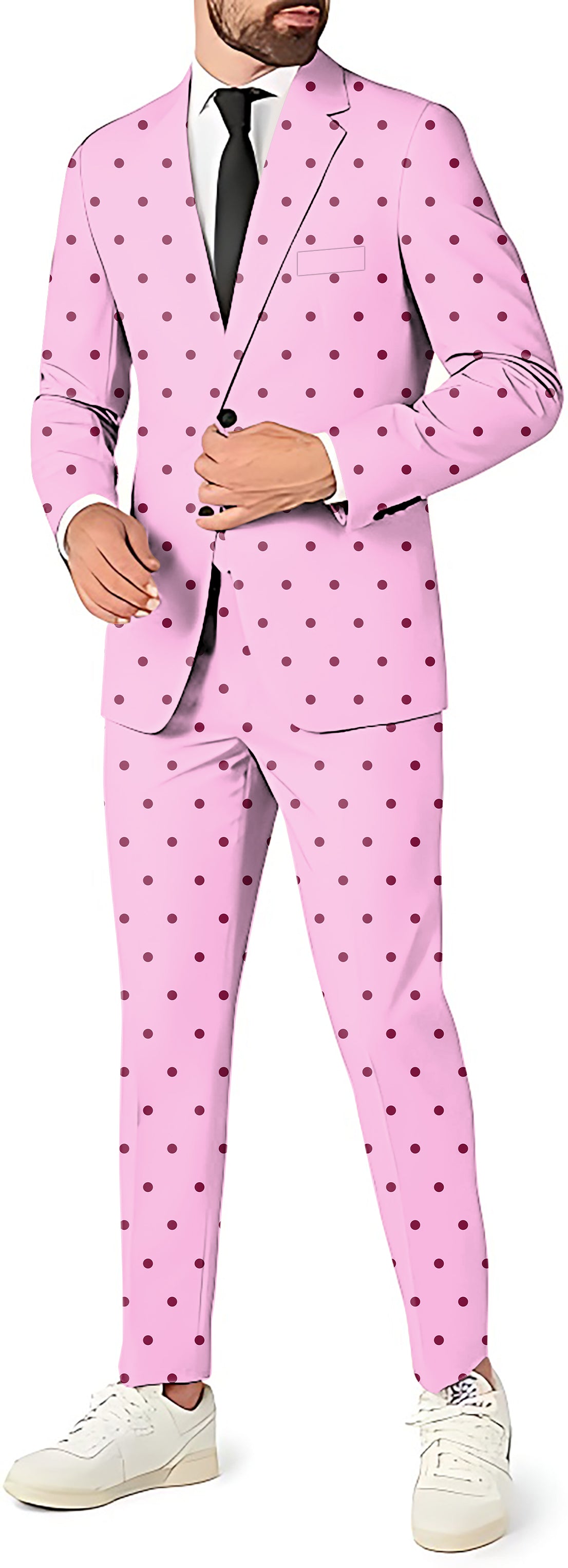 Pink Polka Dots Men's Party Costumes-Theme Party 2 or 3pcs Suit set-Blazer Pants & Vest