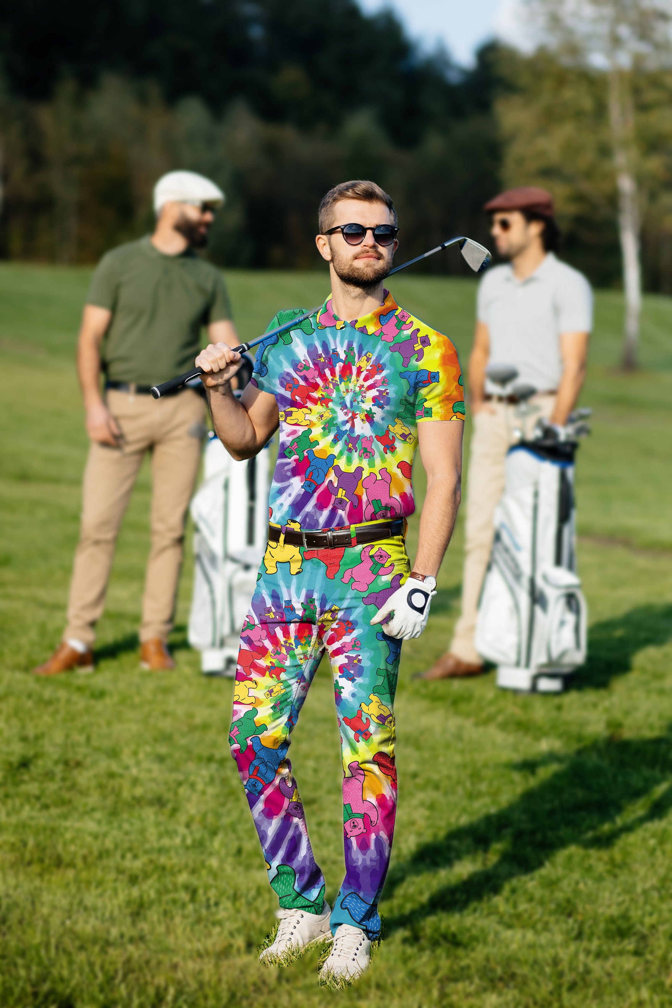 Men's Golf Set Polo+Pants Kaleidoscope Bear