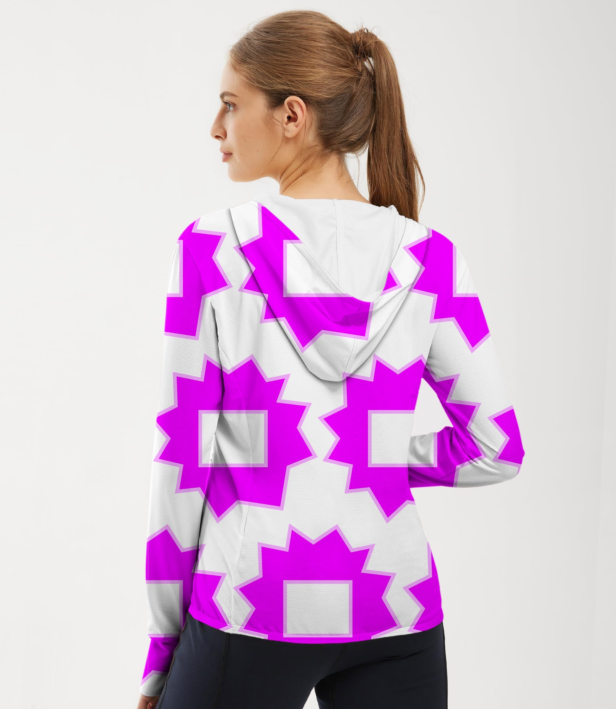 Women’s Outdoor Explosion slim fit golf hoodie with UV protection and geometric design