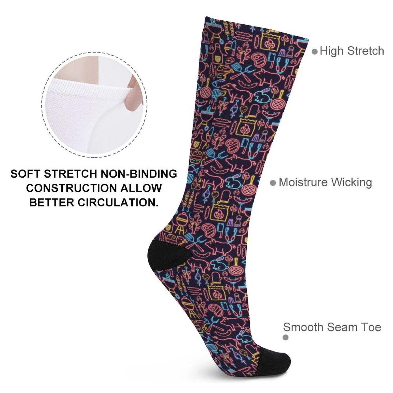 Neon bbq Prined Sock Gifts for Men Women