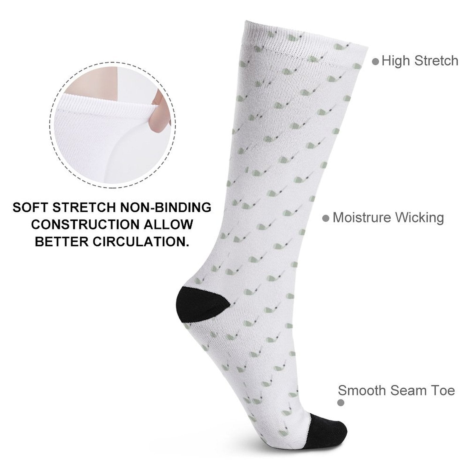 Golf Club Prined Sock Gifts for Men Women