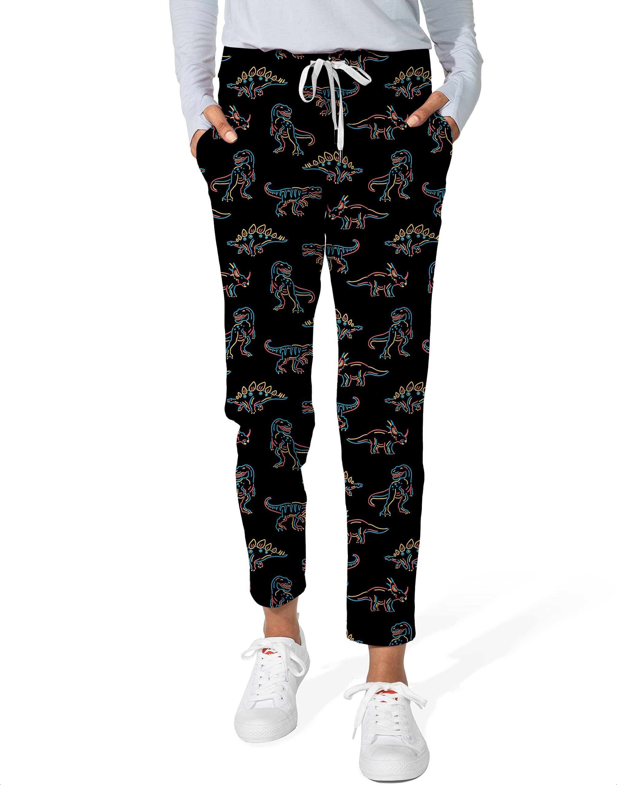 Prehistoric times dinosaur-Women's 7/8 Stretch Ankle Golf Pants