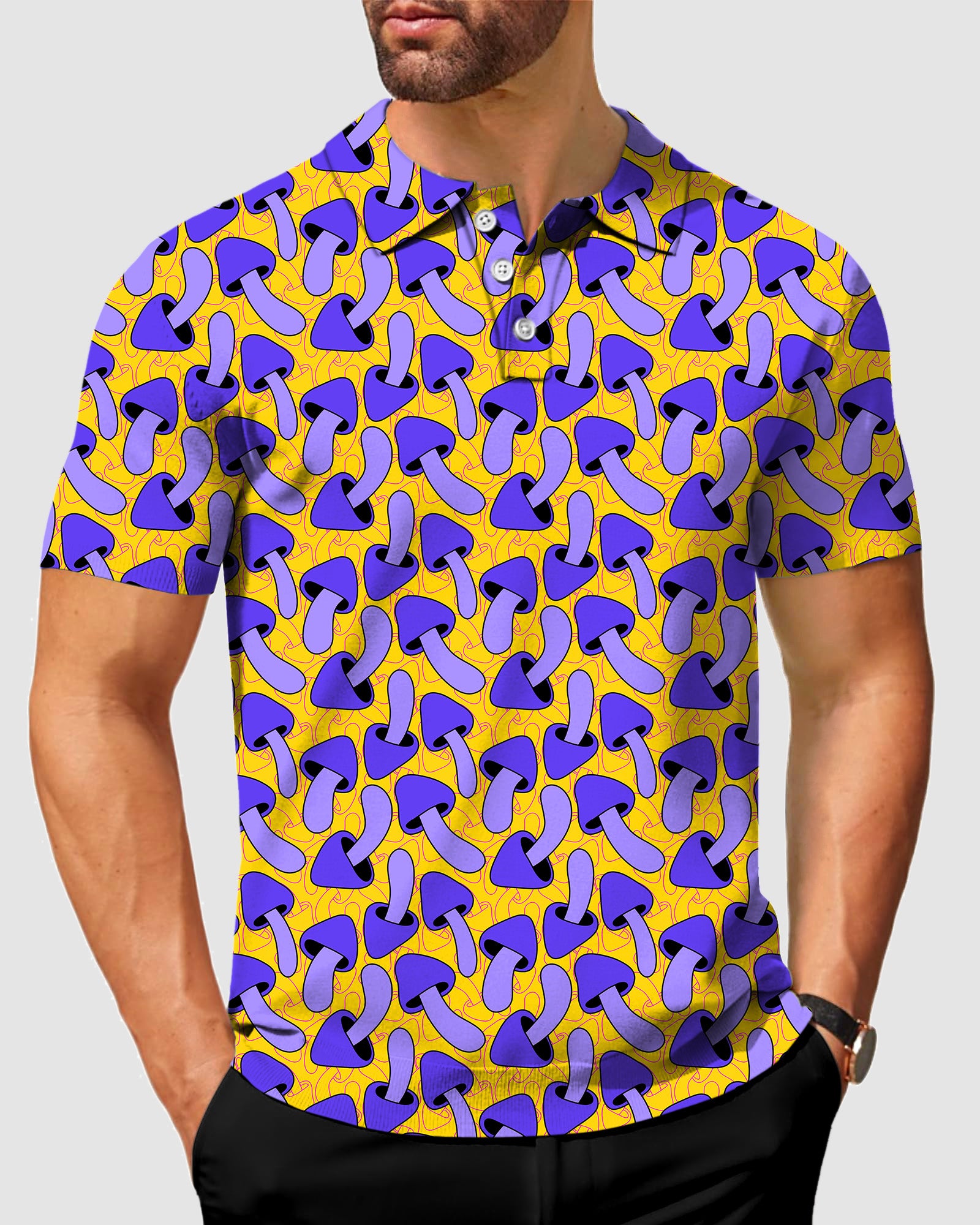 Men's Psychedelic Mushroom Print Polo