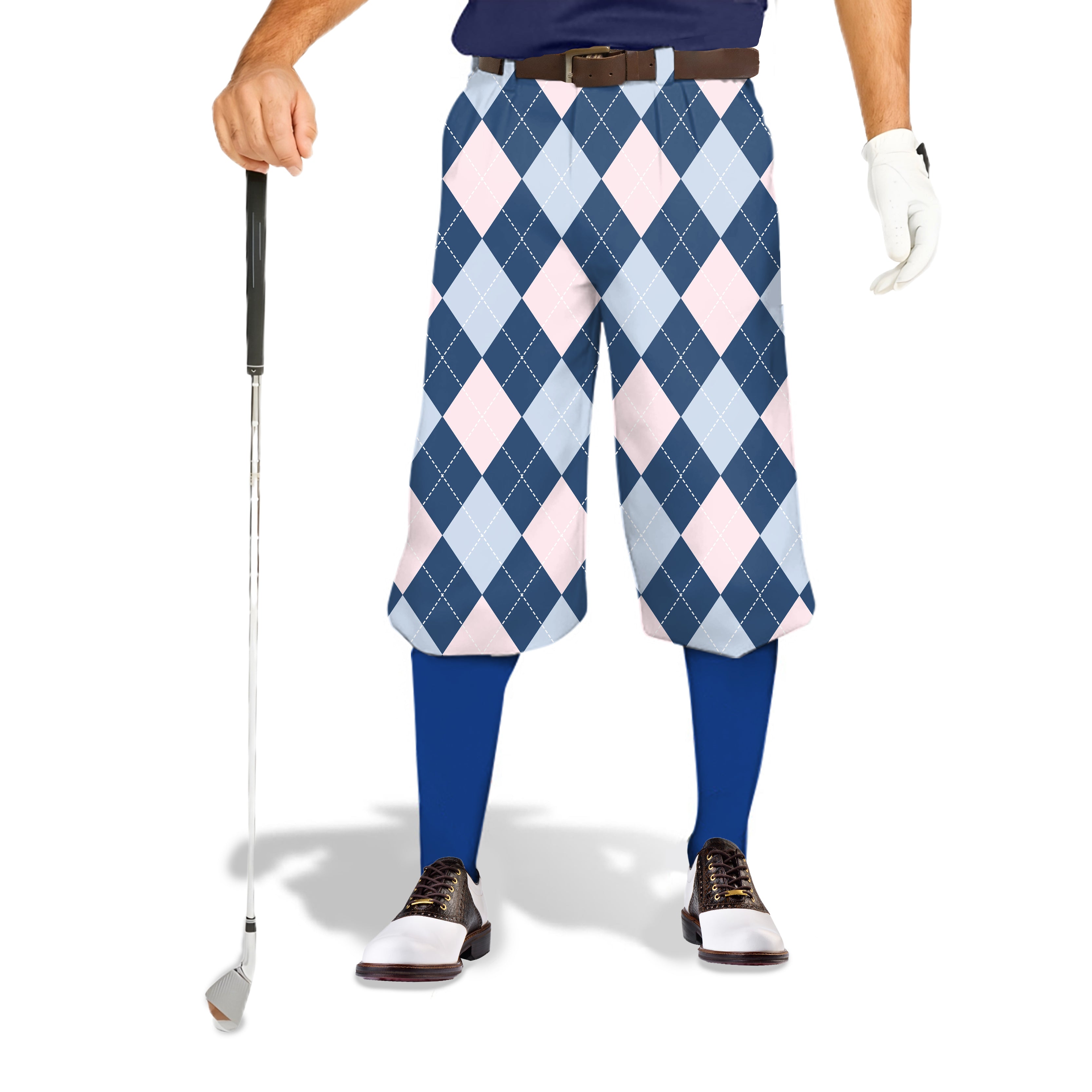 blue Argyle-Men's Golf Knickers Pants
