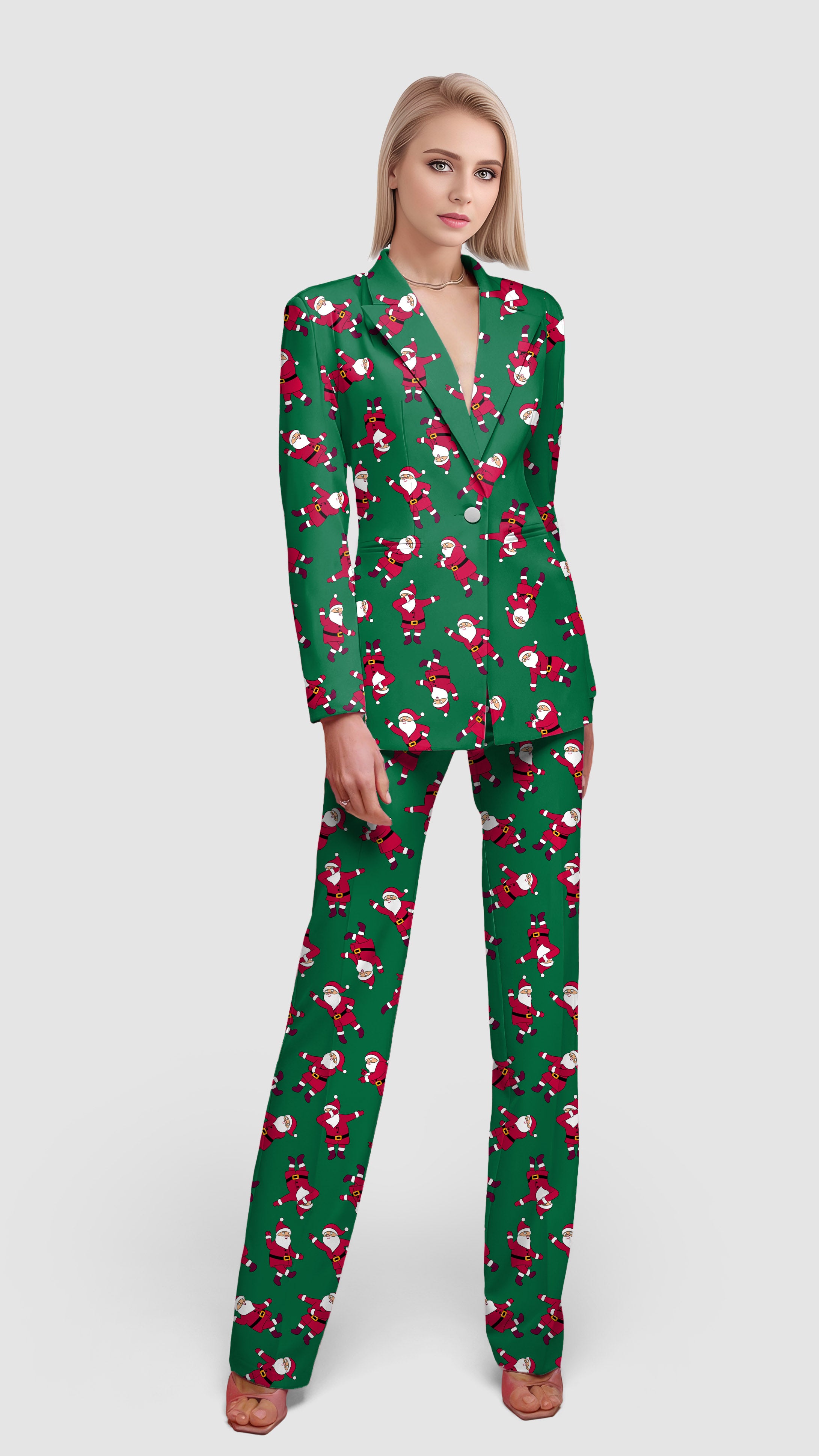 Christmas Santa-Women's Blazer Casual Work Office Blazer Suit set