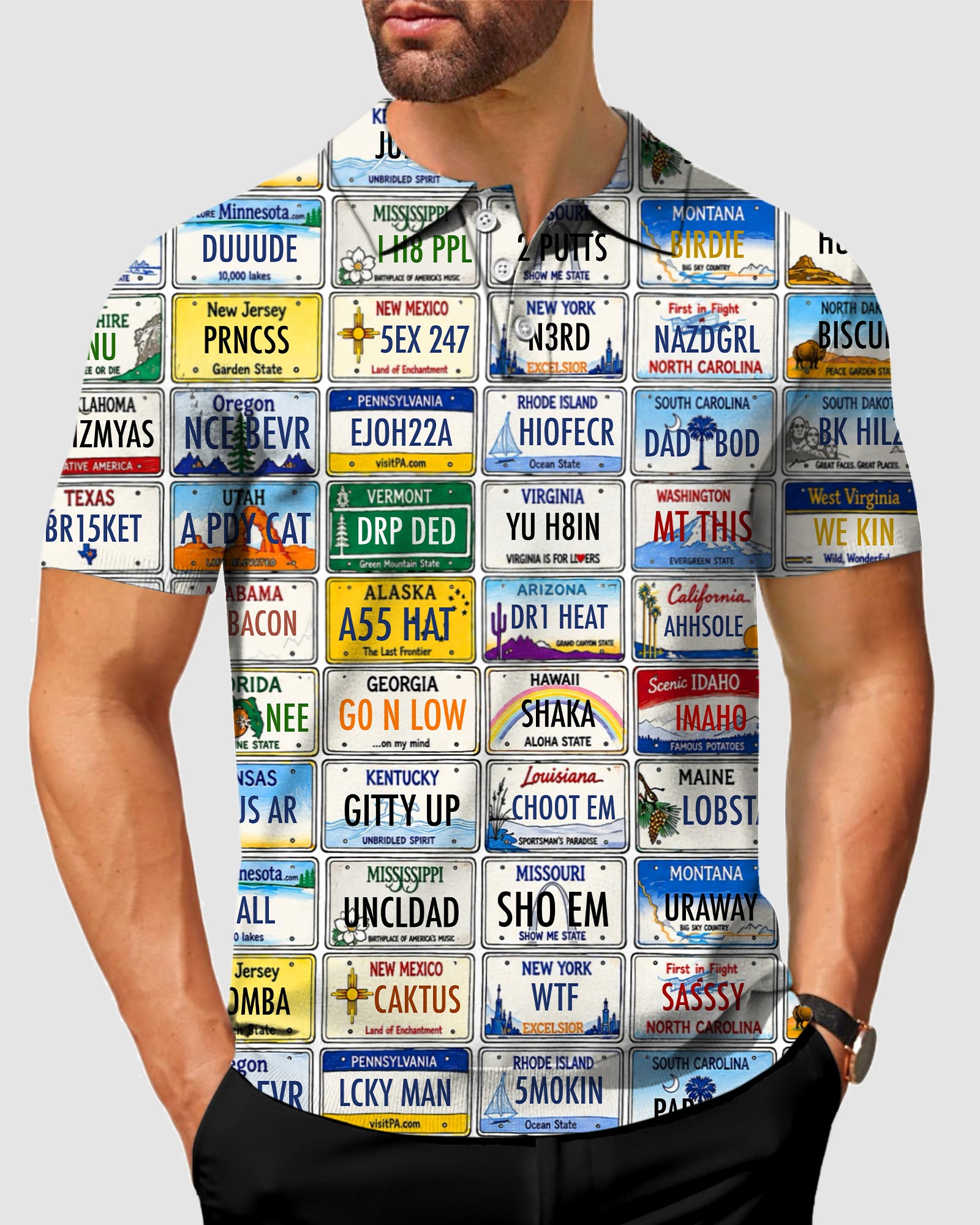 Men's License Plate Designer style Sam’s Weird Studio Polo Sam’s Weird Studio