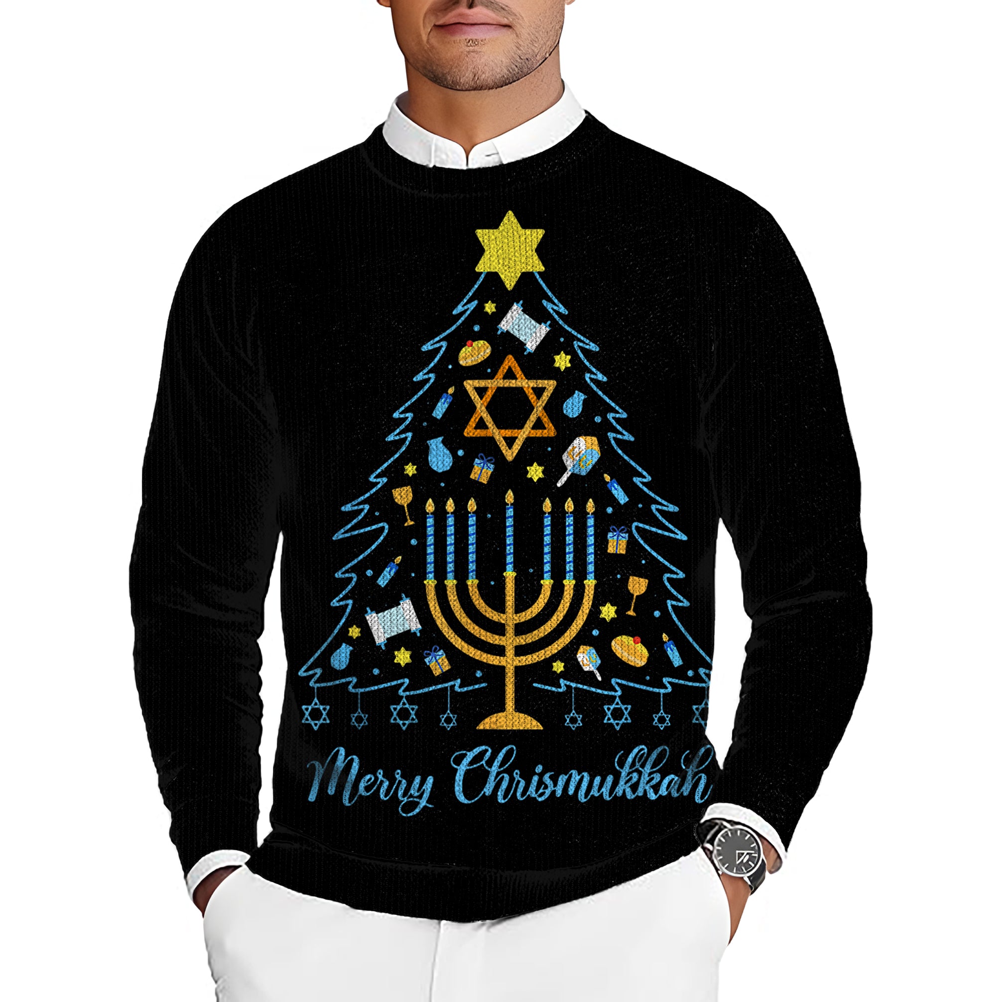 Merry Christmas Beer tree Men's Golf Crewneck Pullover Sweaters Ugly Sweater