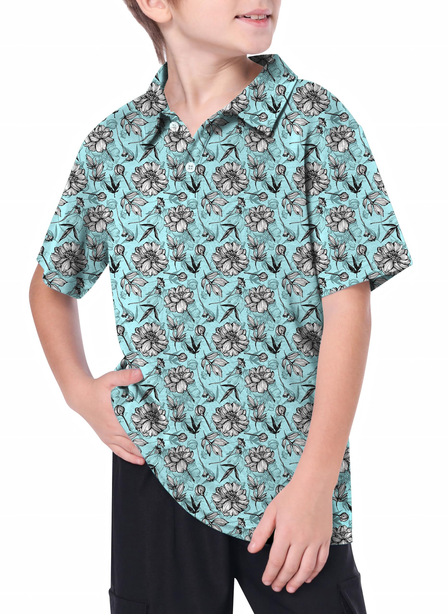 Youth Blue Tropics Golf Polo