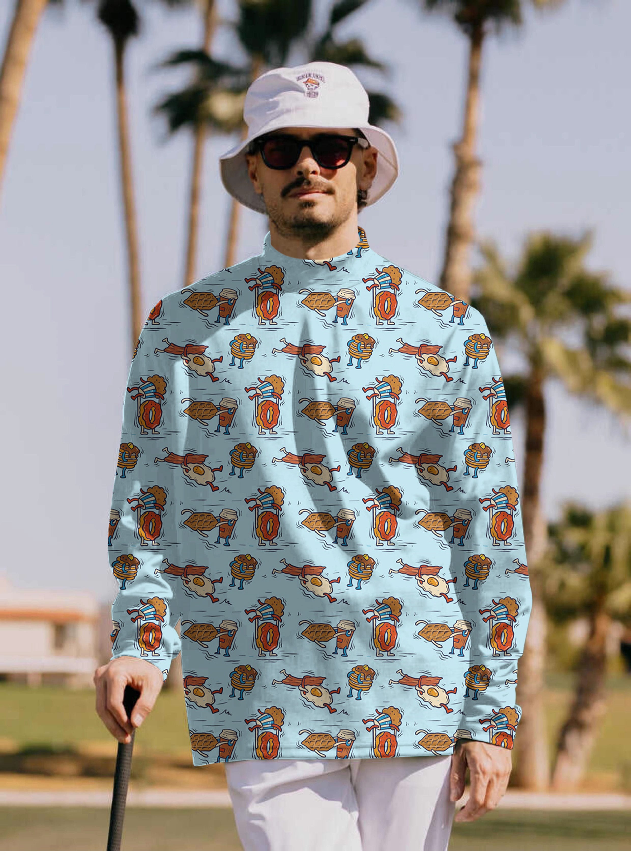 Men's Breakfast Brawl Pullover High neck Long/Short sleeve T-Shirt