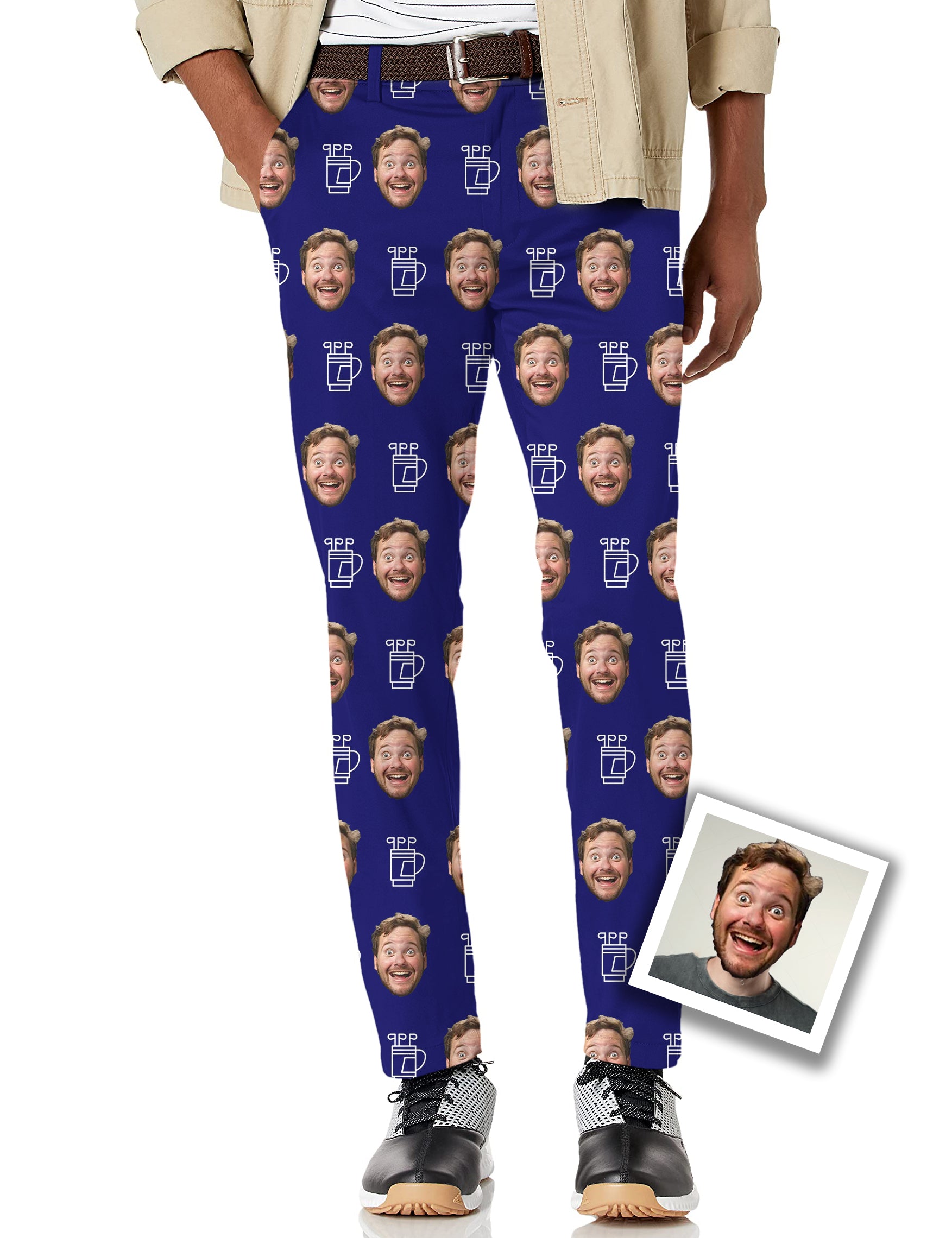 Men's Custom Photo Funny Face Stretch Golf pants trousers Gift