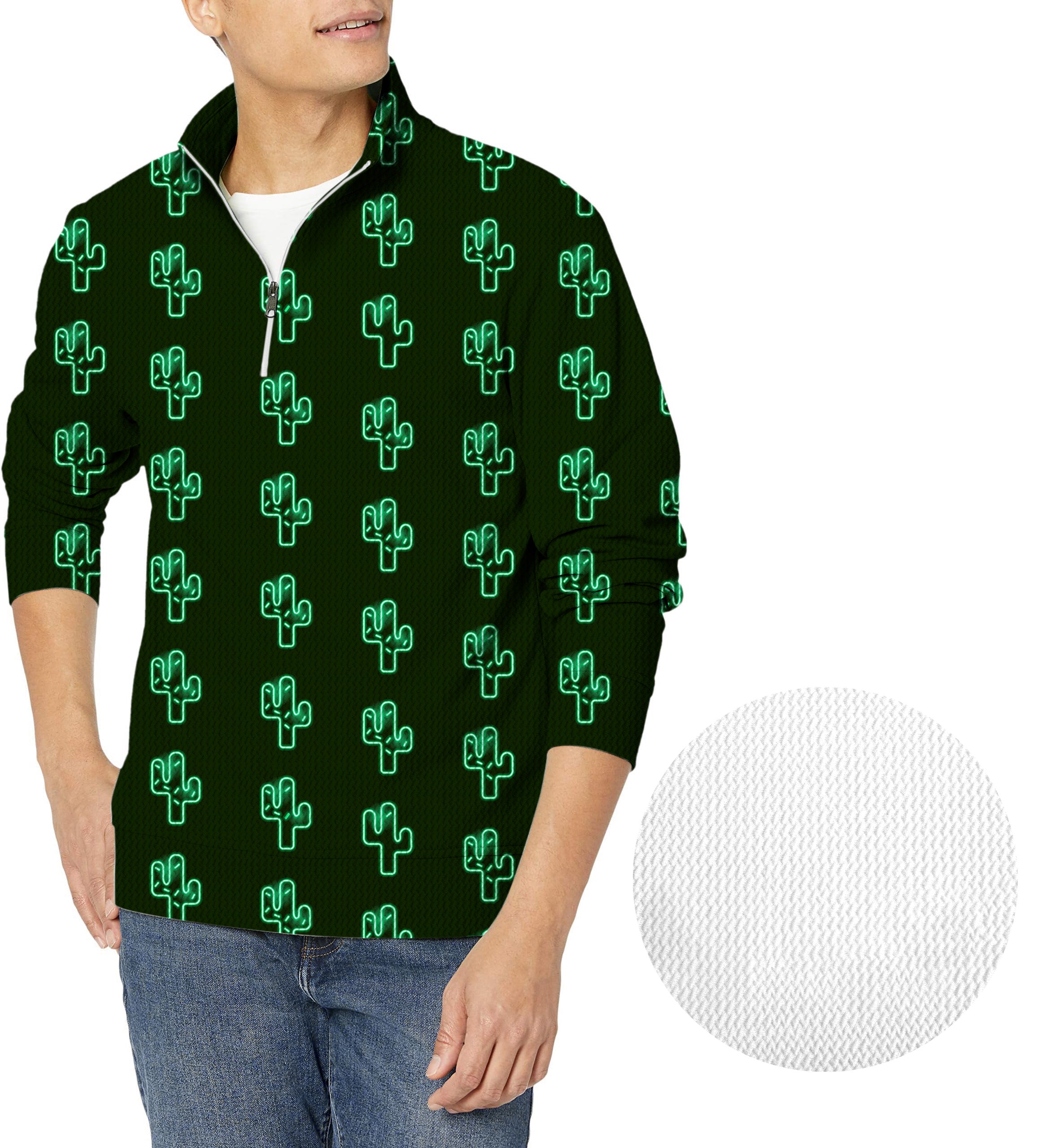 Crazy Cactus-Men's Golf Waffle Zipper Pullover