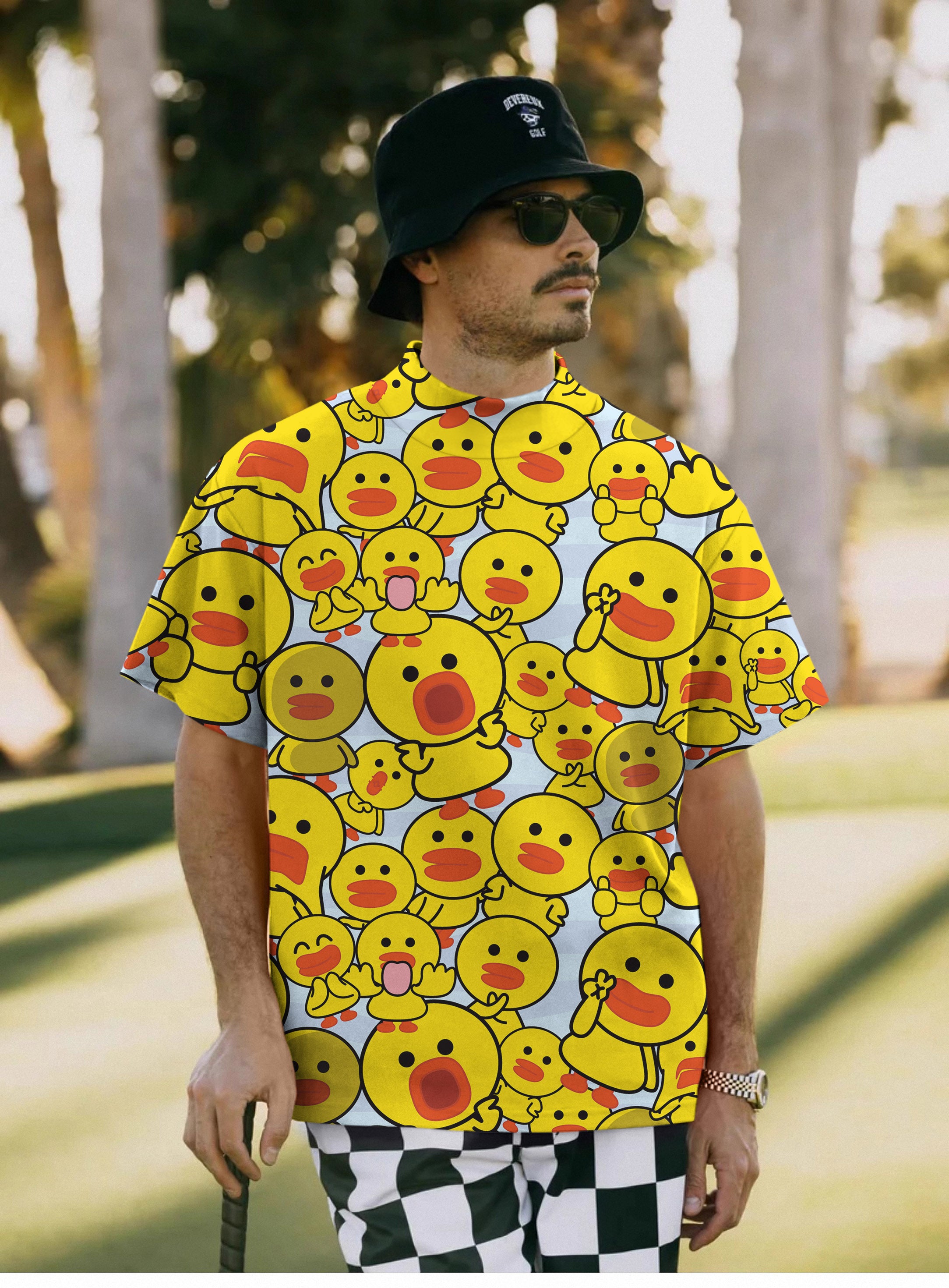 Men's Yellow duck Pullover High neck Long/Short sleeve T-Shirt