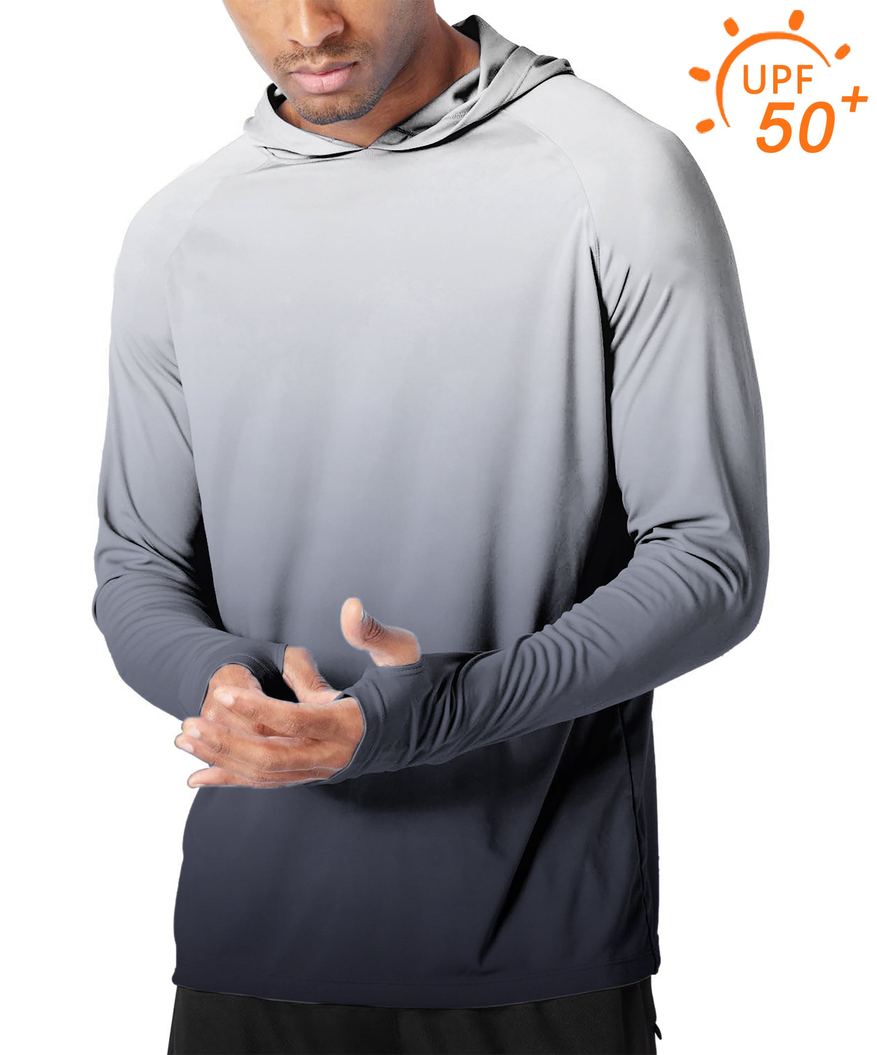 Men's Outdoor Black And White Gradient Golf Sun Protection Loose Fit hoodies