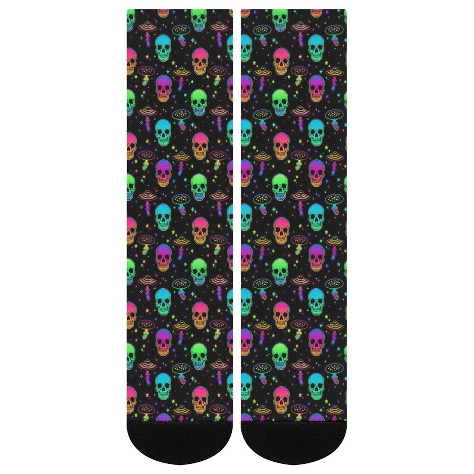 Neon Mushroom Skeleton Prined socks Gifts for Men Women