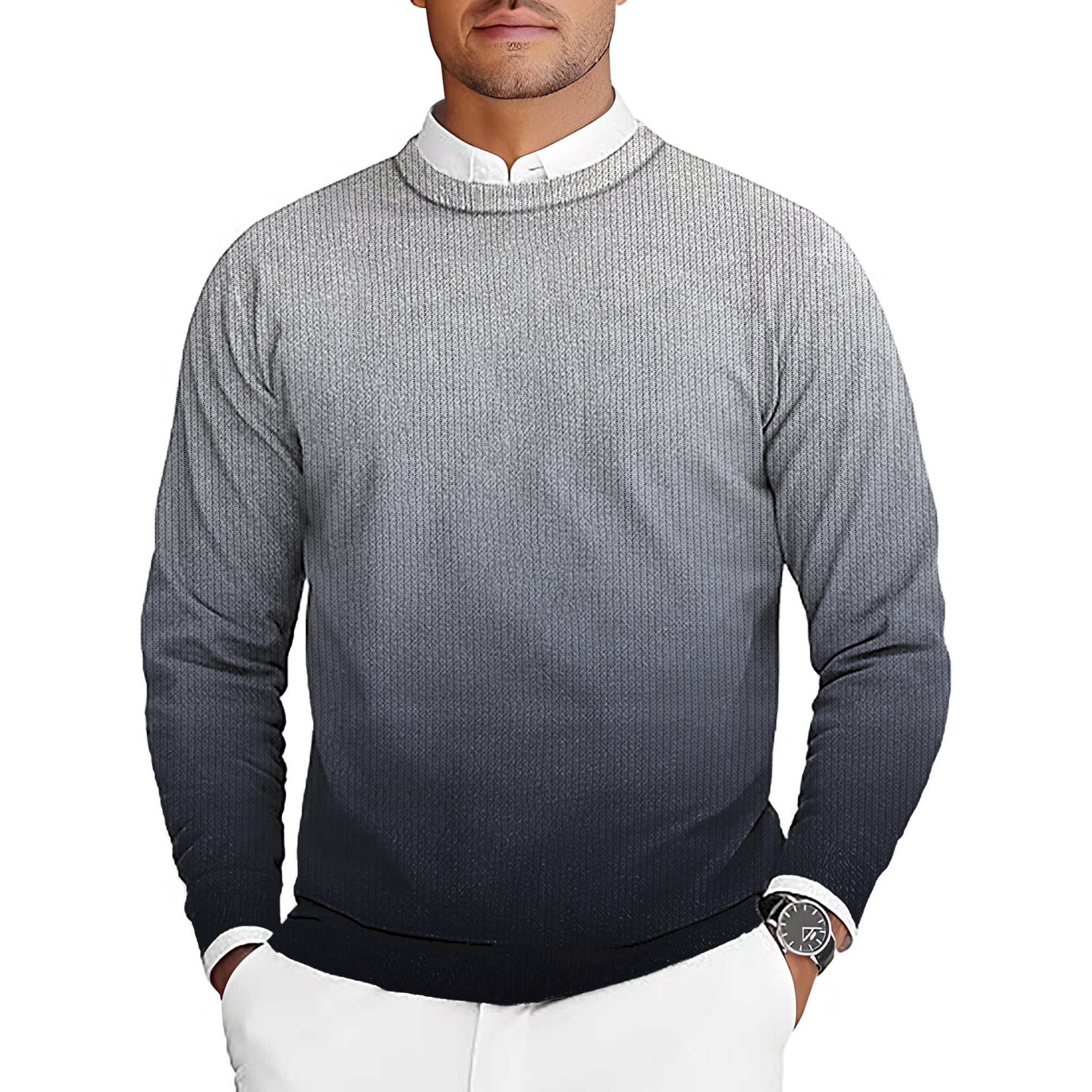 Black And White Gradient Men's Golf Crewneck Pullover Sweaters Ugly Sweater