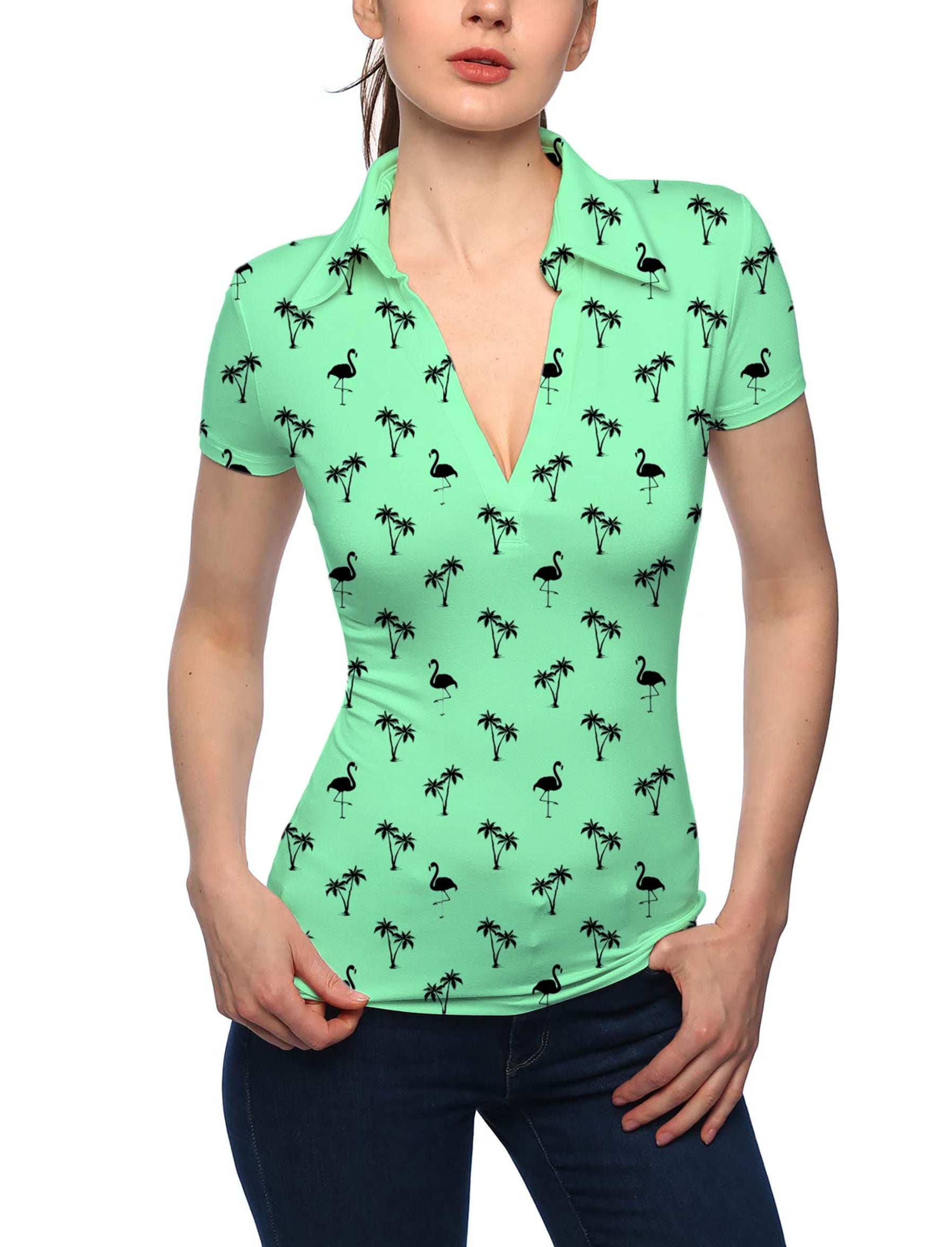 Women's Mint Mingo V Neck Golf Polo