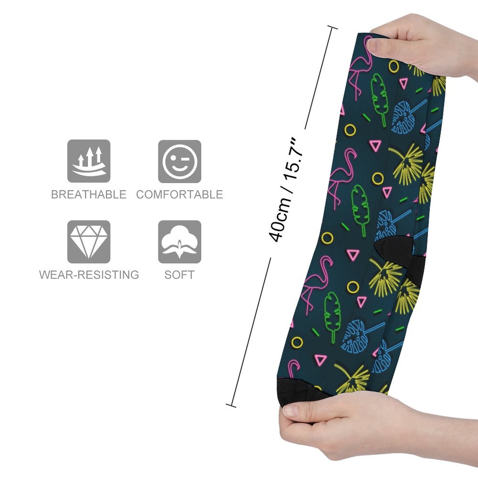 Flamingo neon Prined socks Gifts for Men Women