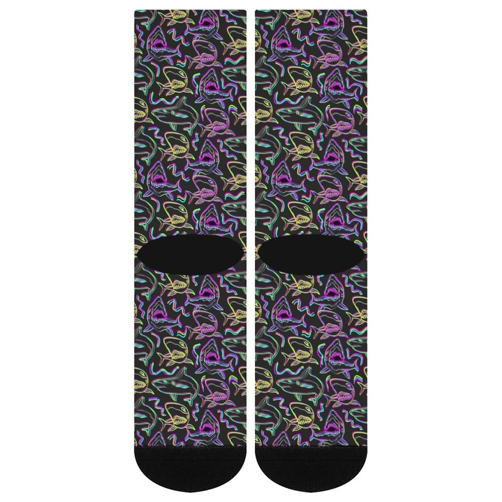 Neon Sharks Prined socks Gifts for Men Women