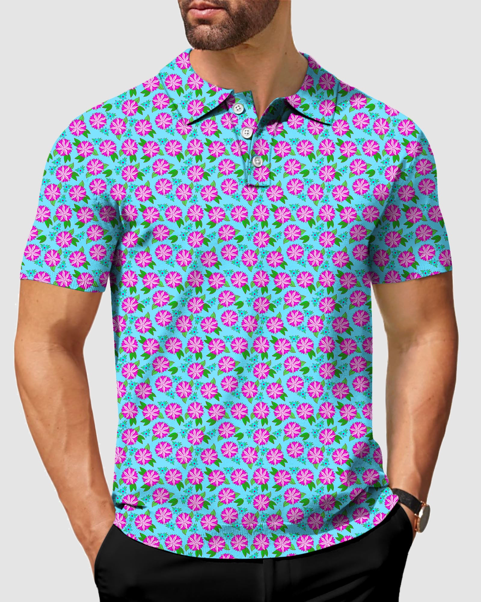 Men's flower Golf Polo