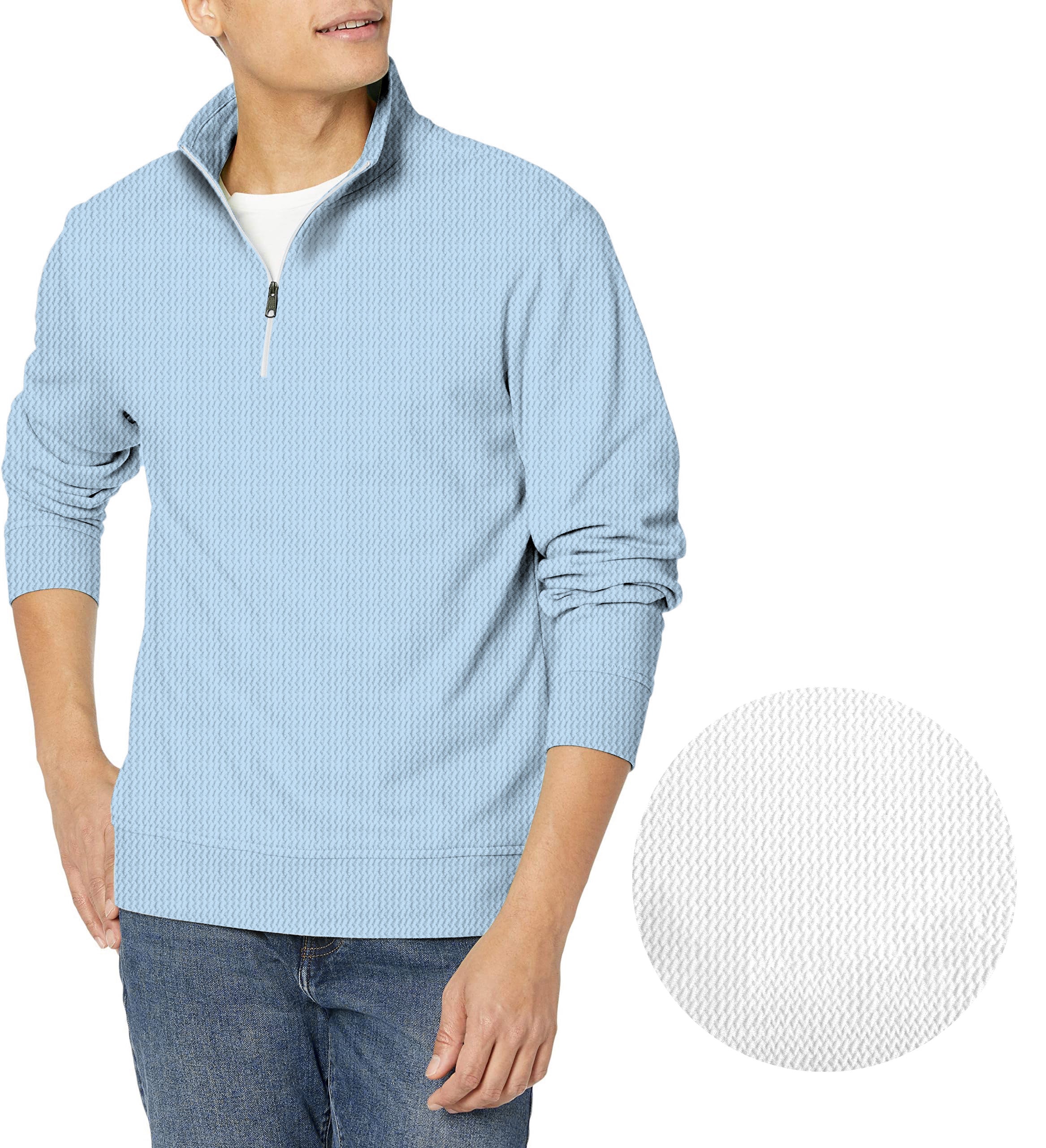 pure sky-Men's Golf Waffle Zipper Pullover