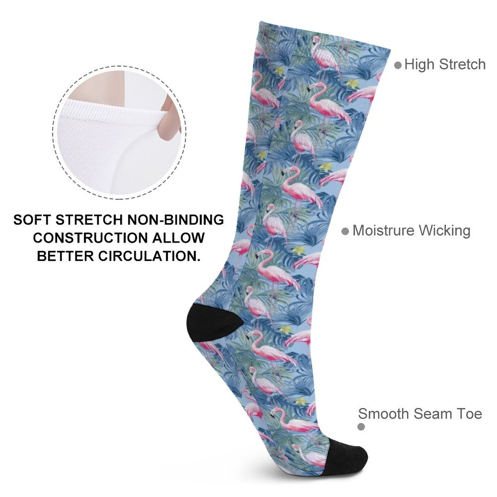 Tropical birds pink flamingo Prined socks Gifts for Men Women