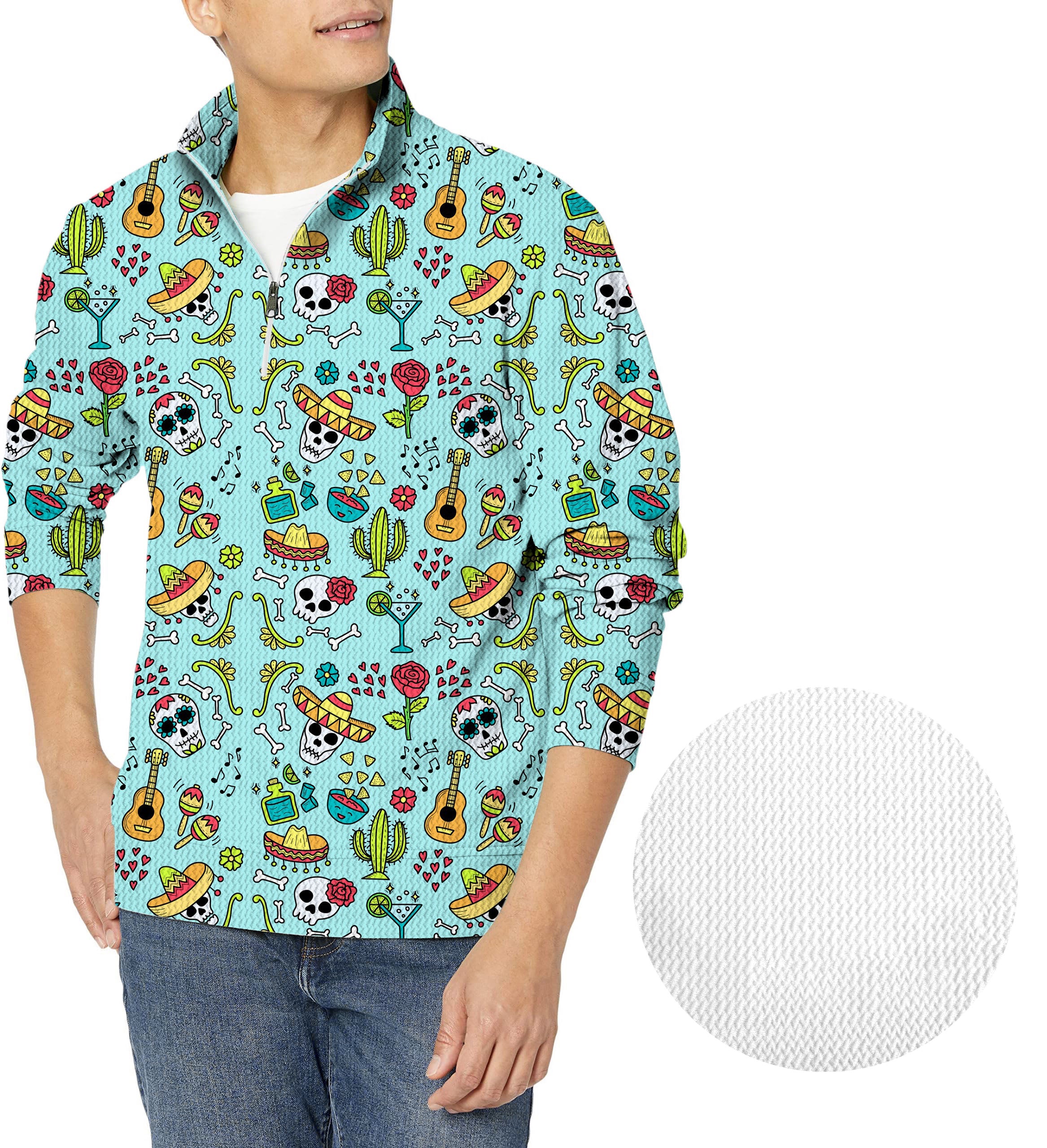 Fiesta Time-Men's Golf Waffle Zipper Pullover
