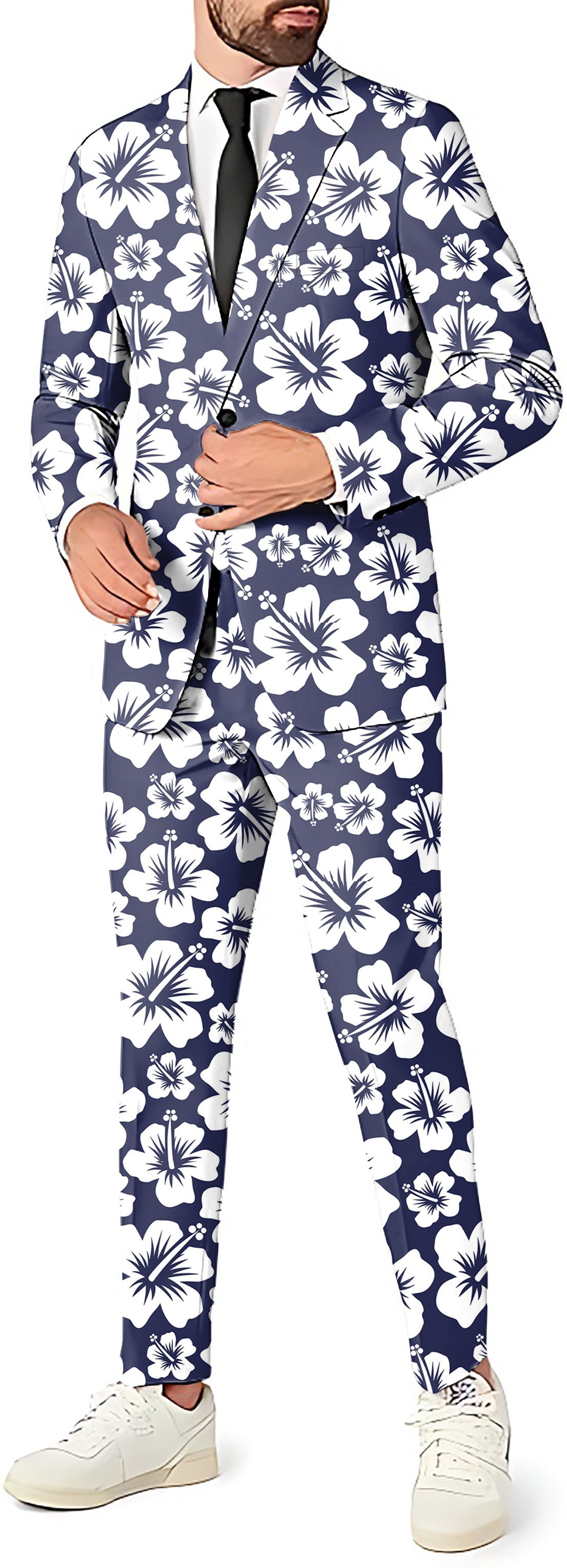 Summer Daisy Men's party suit with blazer, pants, and vest in floral print