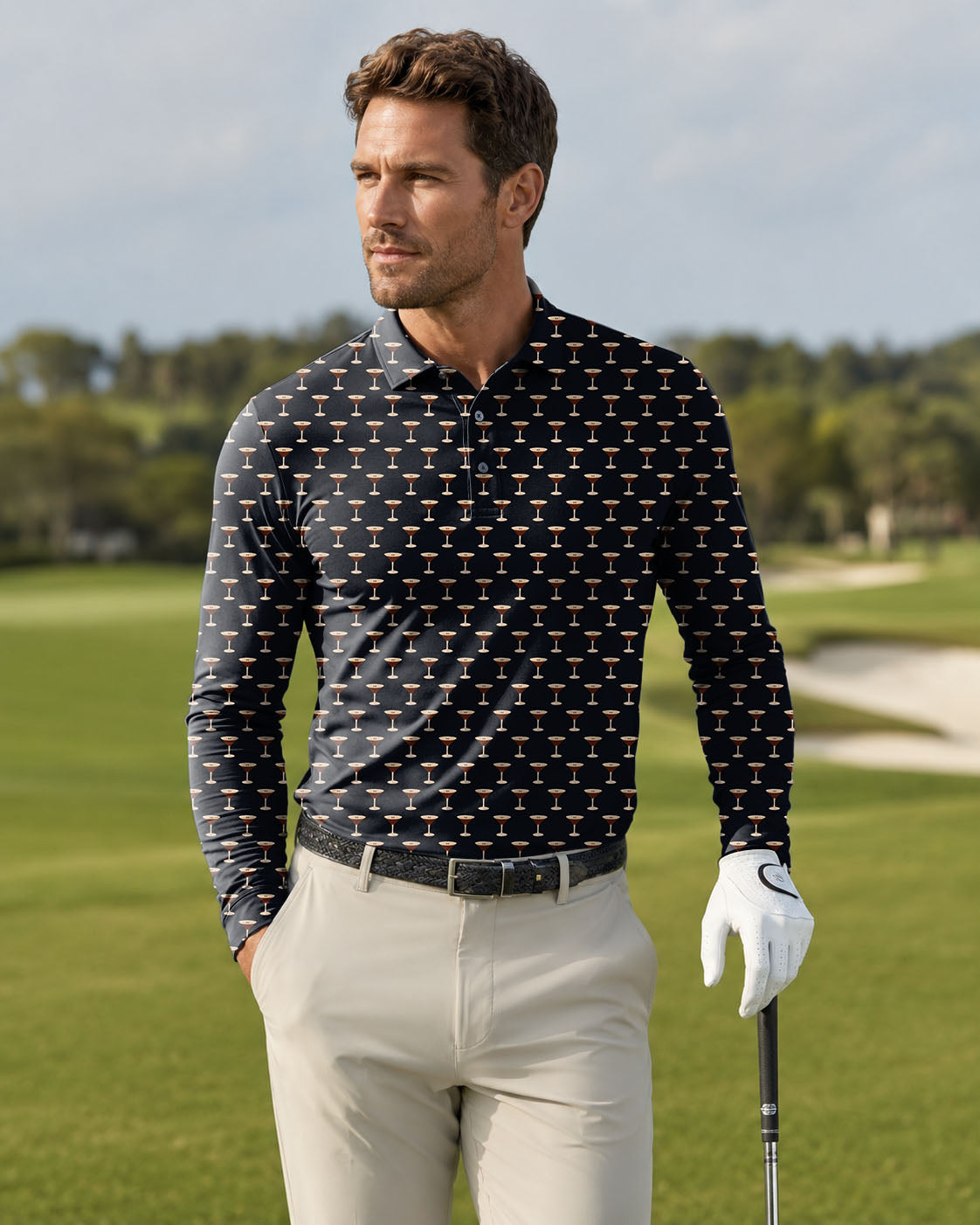 Men's Espresso Martinis golf Long-sleeved Polo