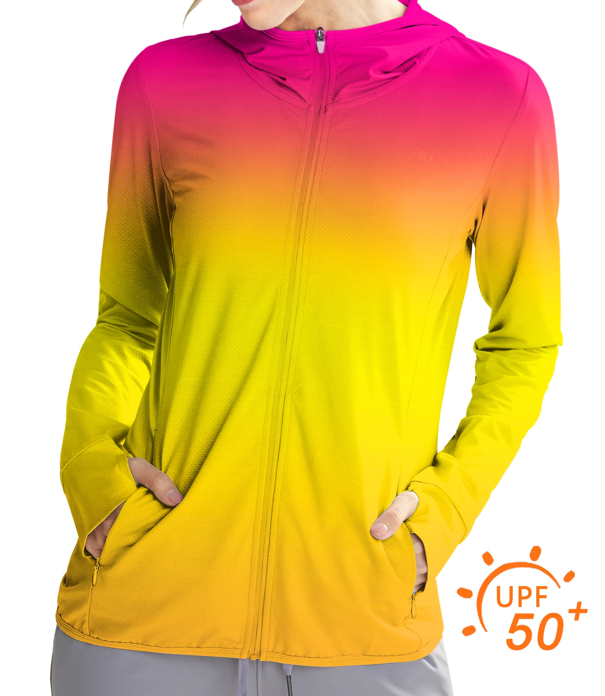 Women's Outdoor Neon Gradients Golf Sun Protection Slim Fit zip hoodies