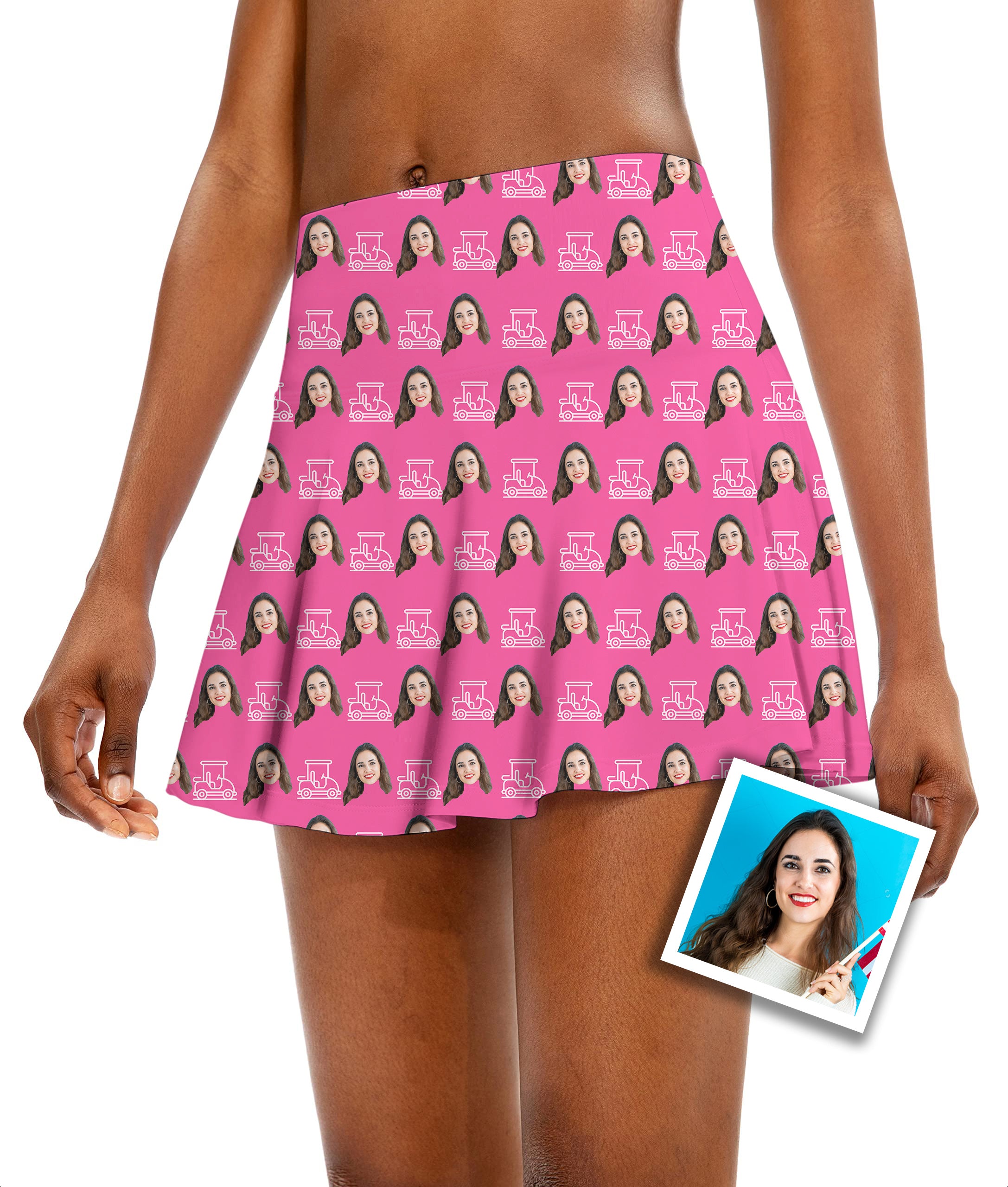 Custom Photo Funny Face Women's Athletic Golf Skorts Flared Skirts Gift