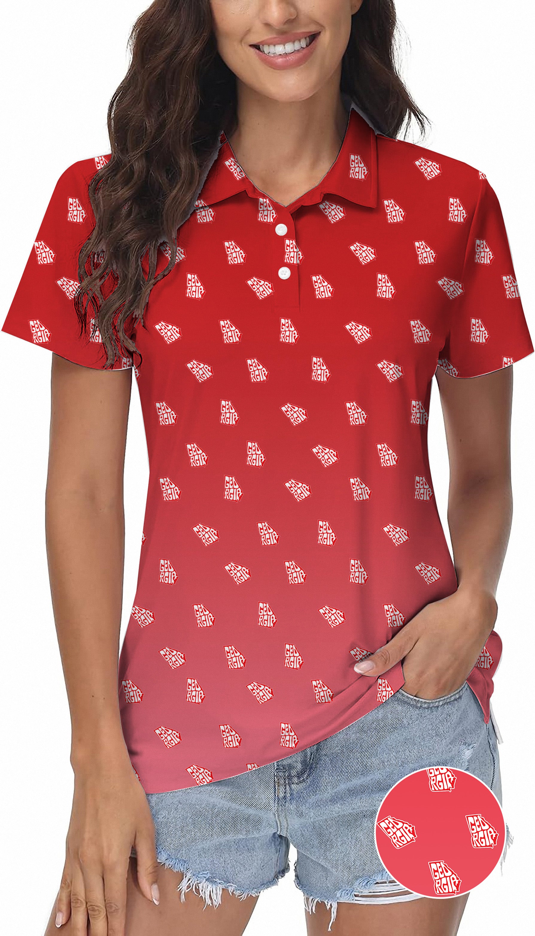 Red Georgia Women's Golf Polo