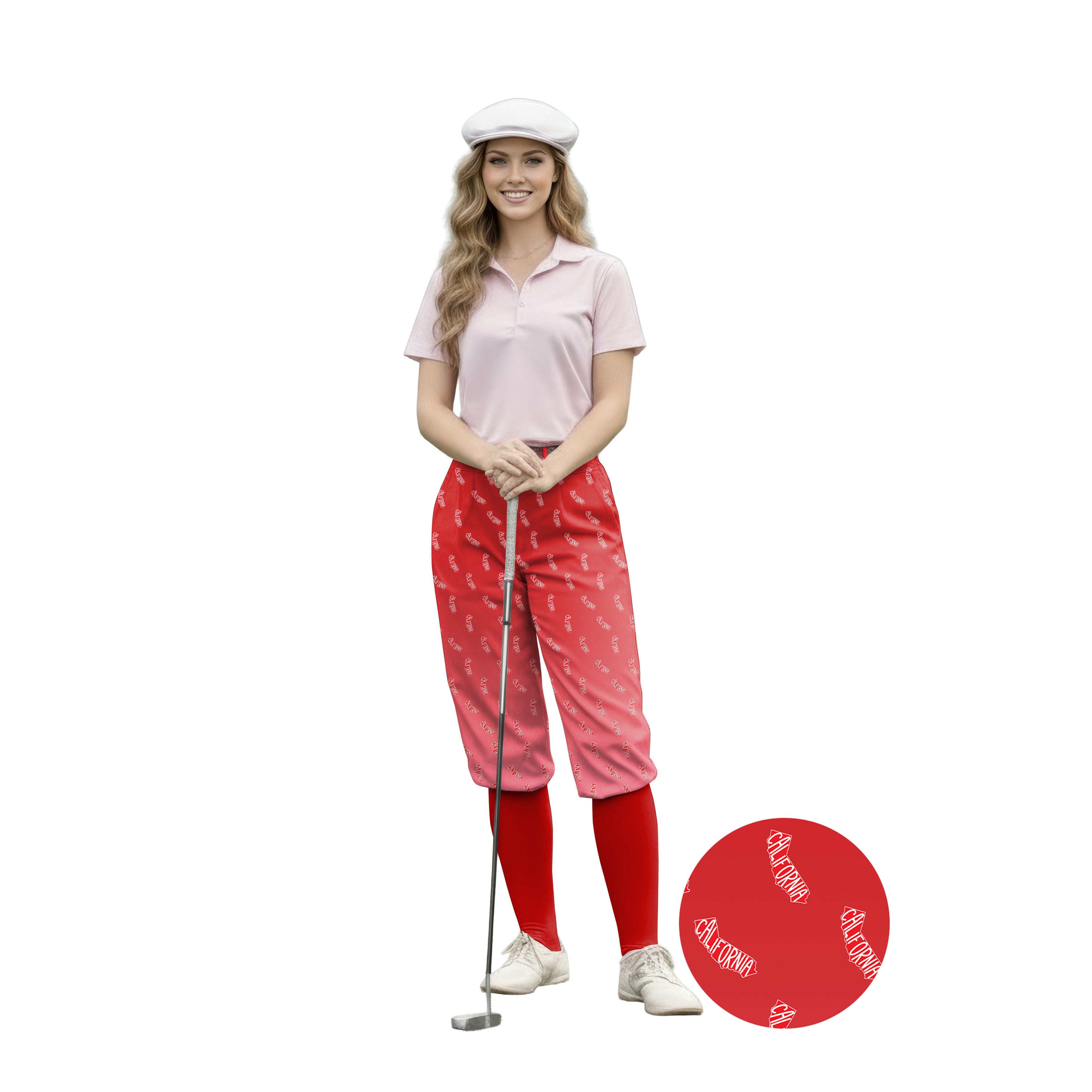 Personalize And Add To Cart Red California Womens Golf Knickers Pants