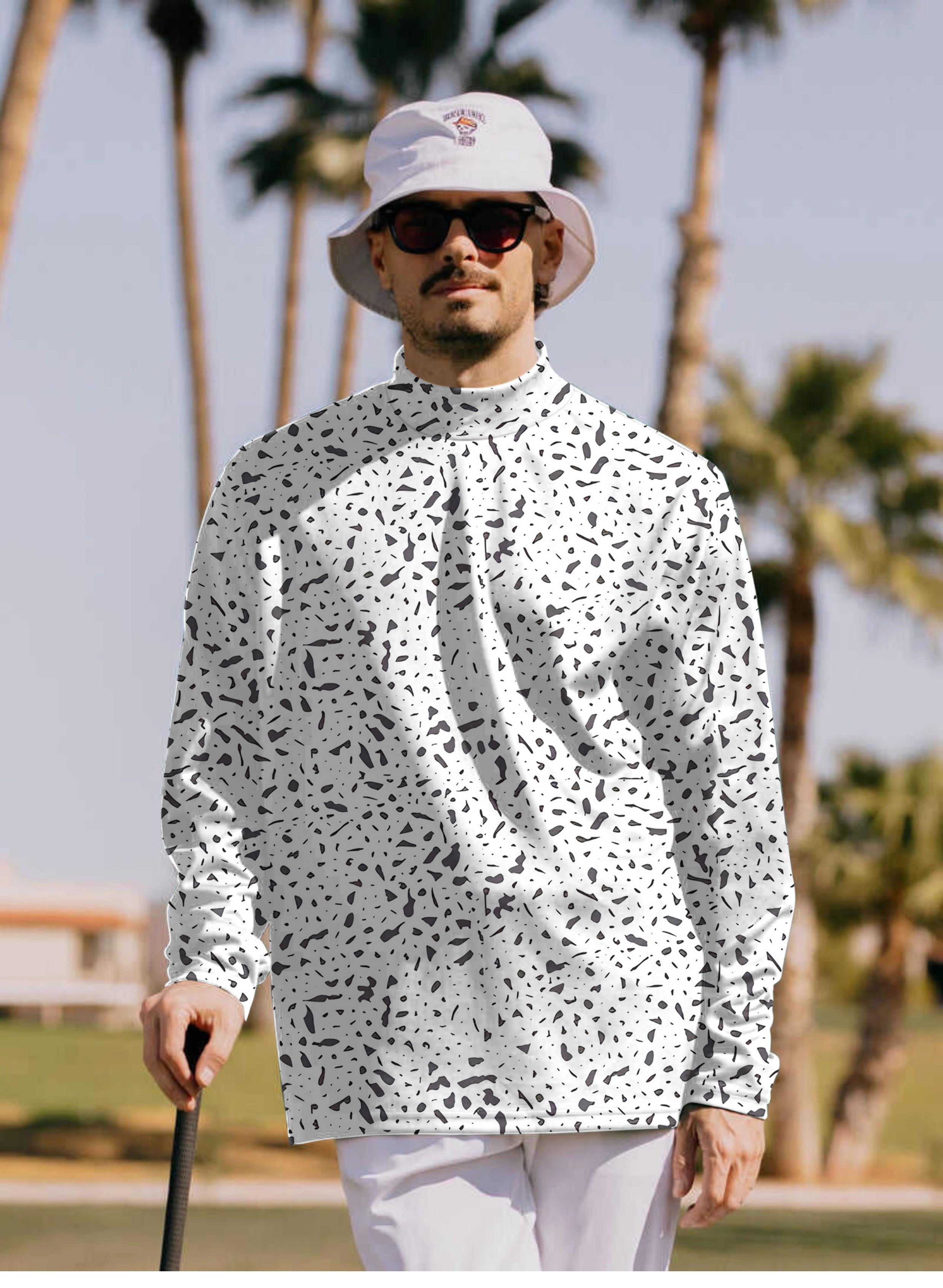 Men's Speckle Pullover High neck Long/Short sleeve T-Shirt
