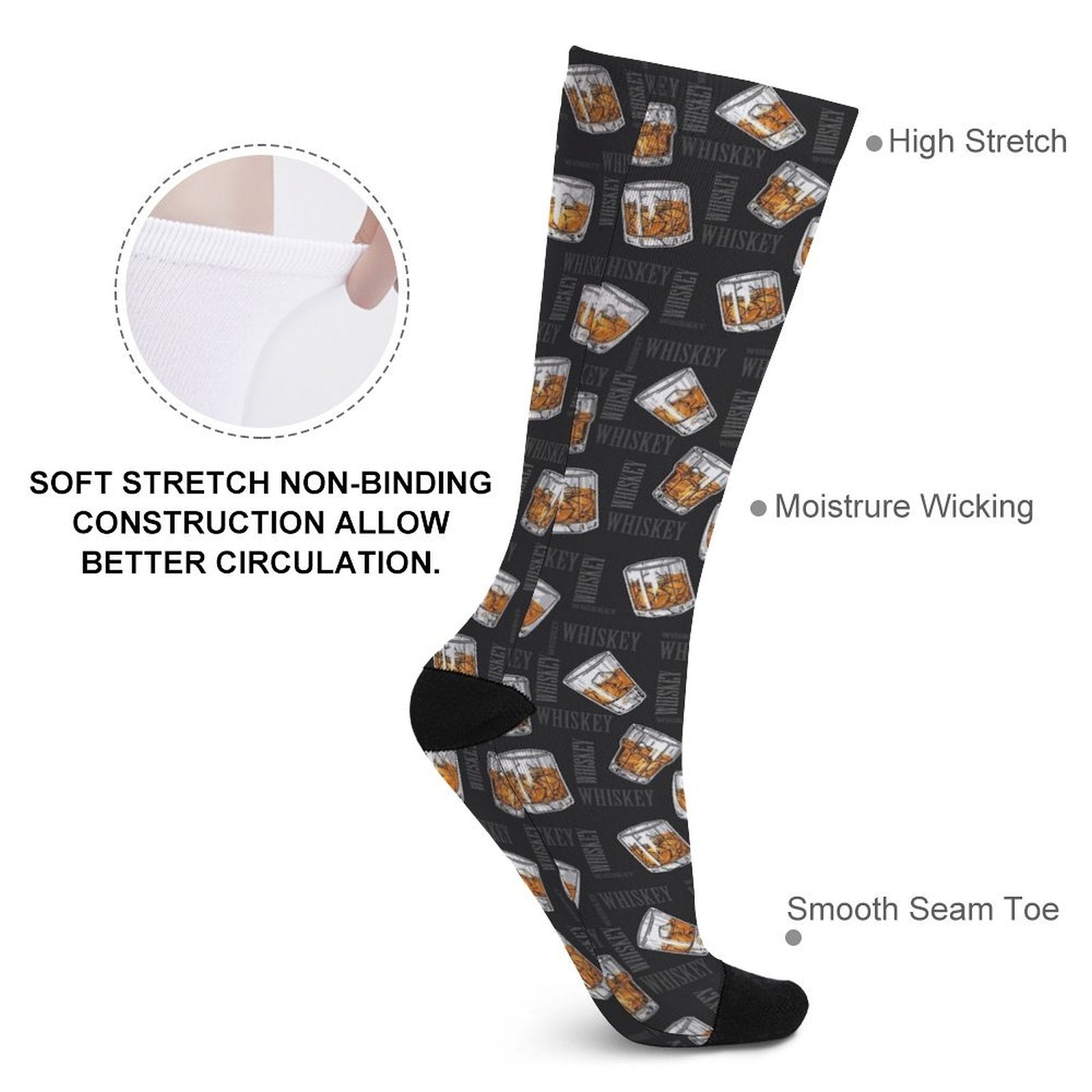 Whiskey Prined socks Gifts for Men Women