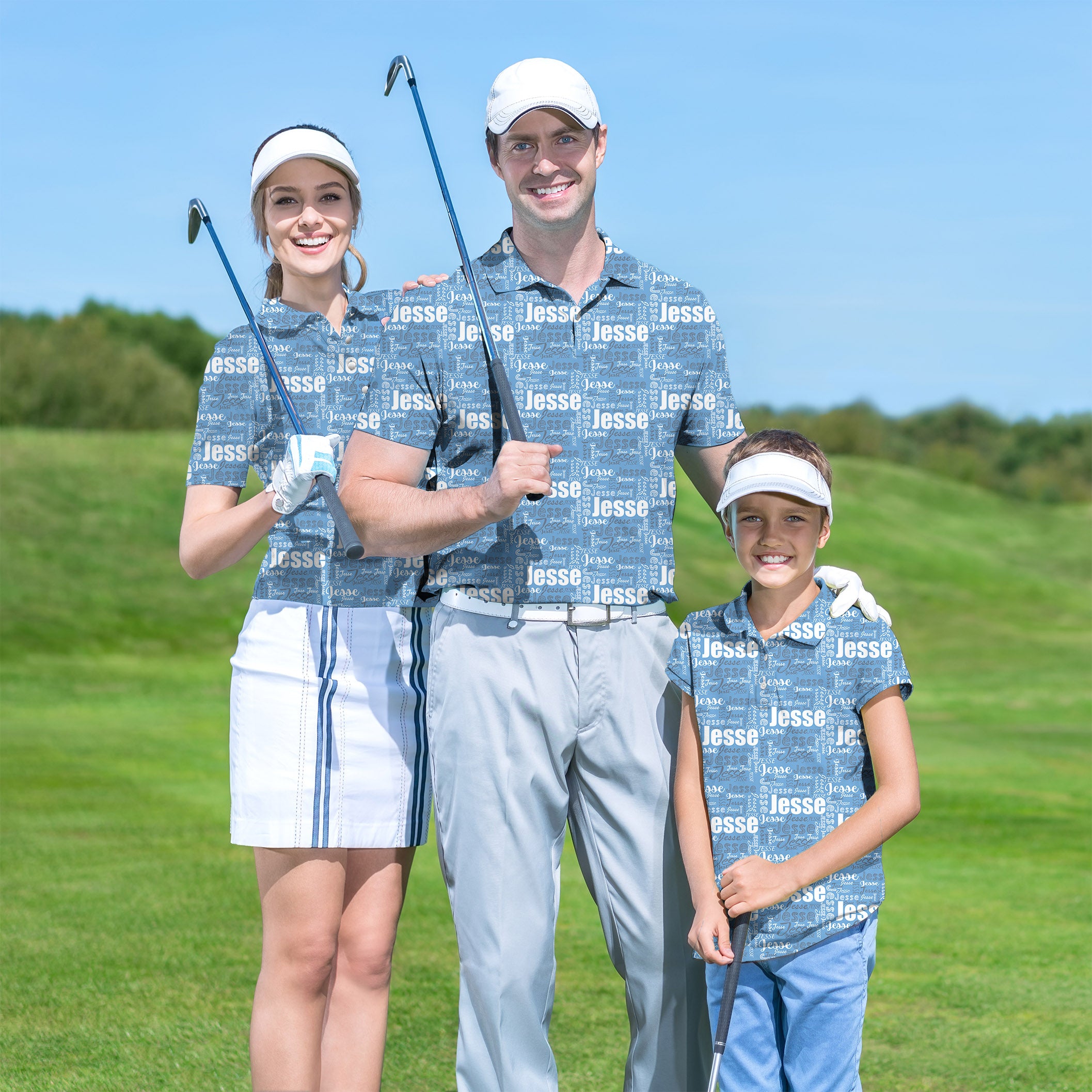 Custom name Iris Golf Polo Men Women youth family set