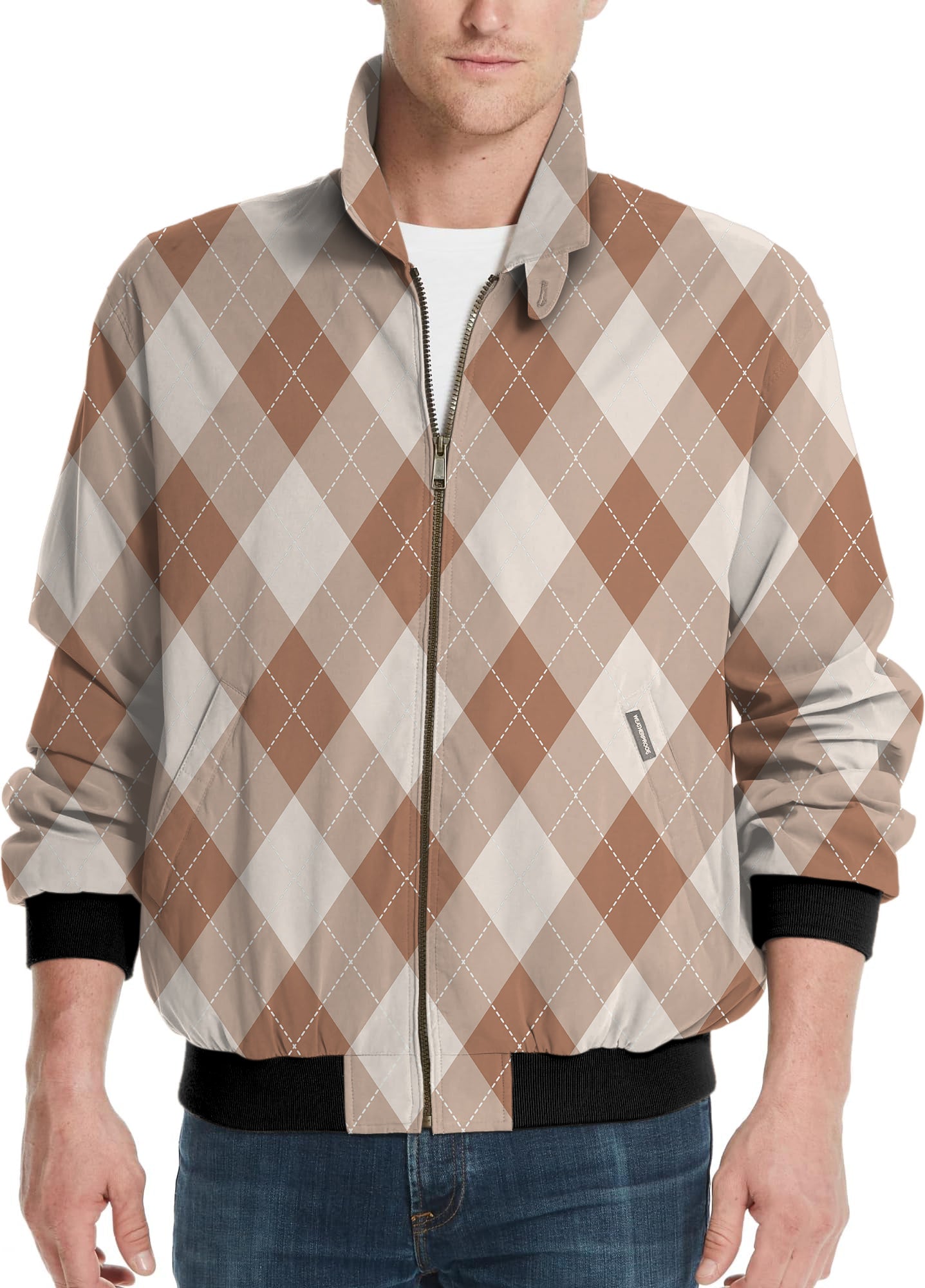 brown Argyle-Men's Golf Windbreaker Light Jacket