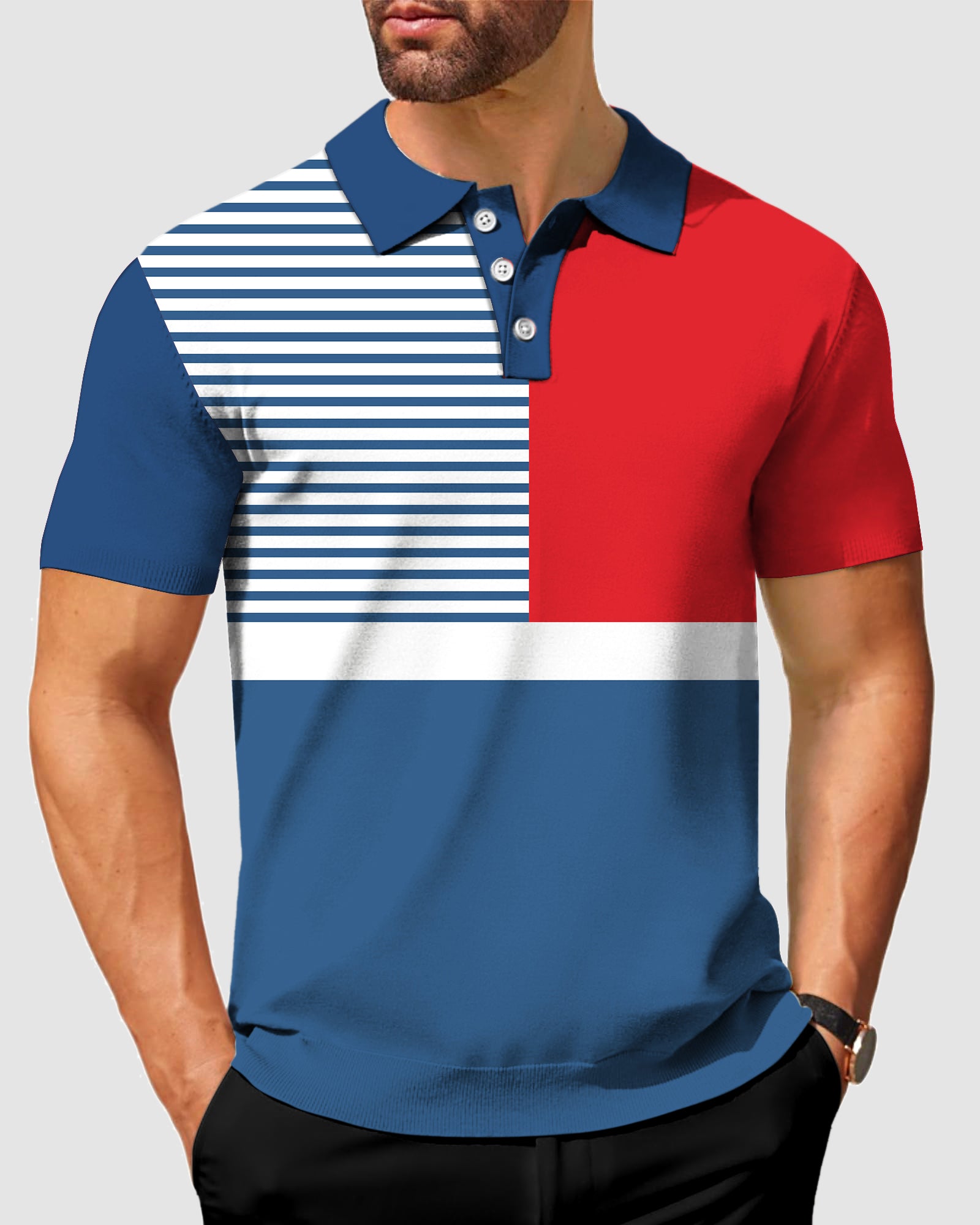 Men's Mix Horizontal Stripes-Stripe Series Polo